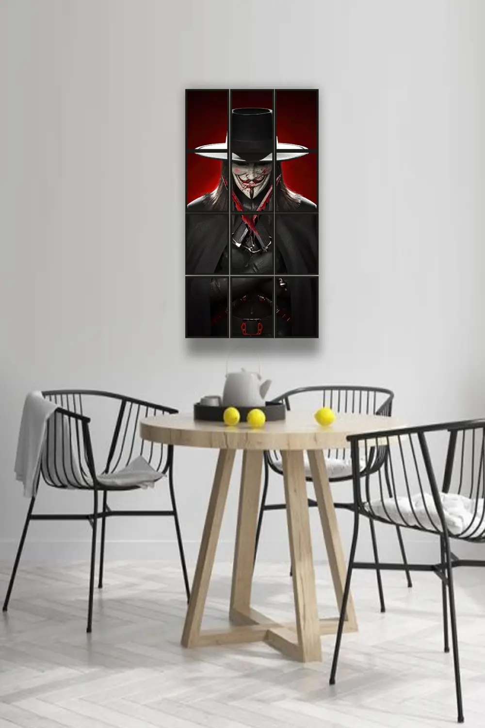 12 parça V for Vandetta Çerçeve Görünümlü Mdf tablo Duvar Süsü He
