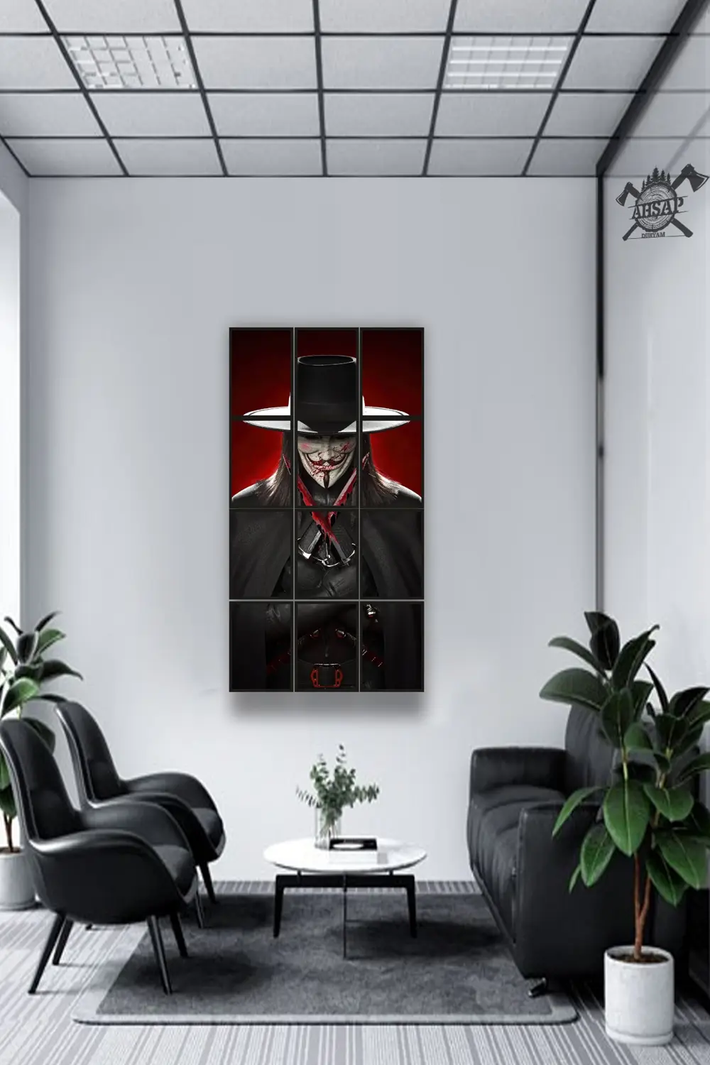 12 parça V for Vandetta Çerçeve Görünümlü Mdf tablo Duvar Süsü He