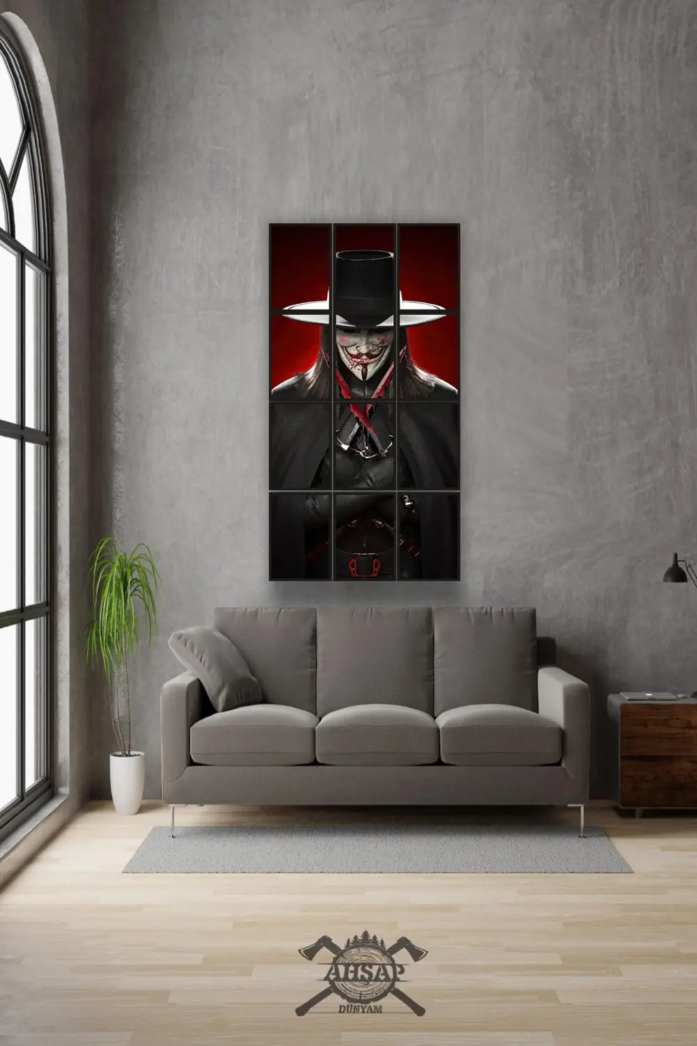 12 parça V for Vandetta Çerçeve Görünümlü Mdf tablo Duvar Süsü He