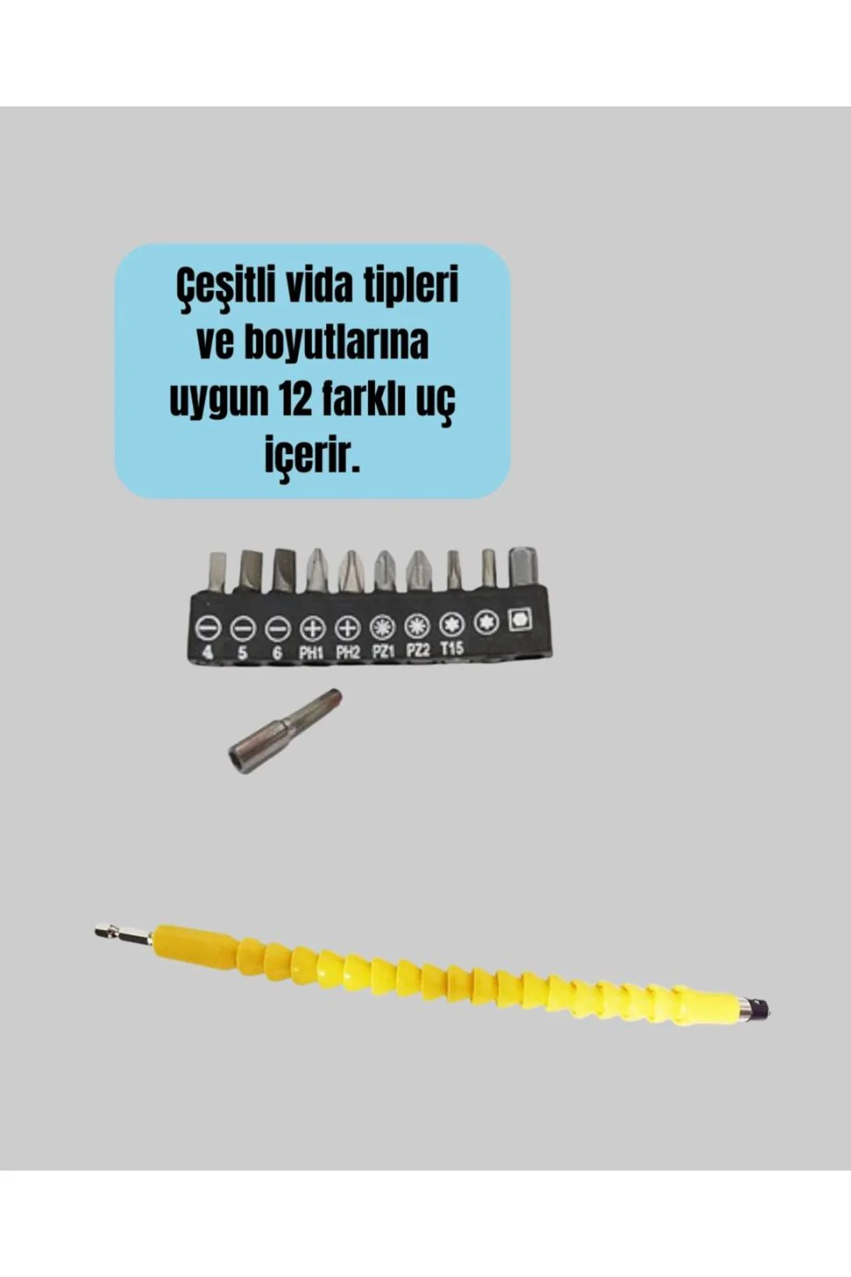 12 Parça Vidalama Uç Seti Akrobat Tasarım Dayanıklı Metal Yeni Nesil
