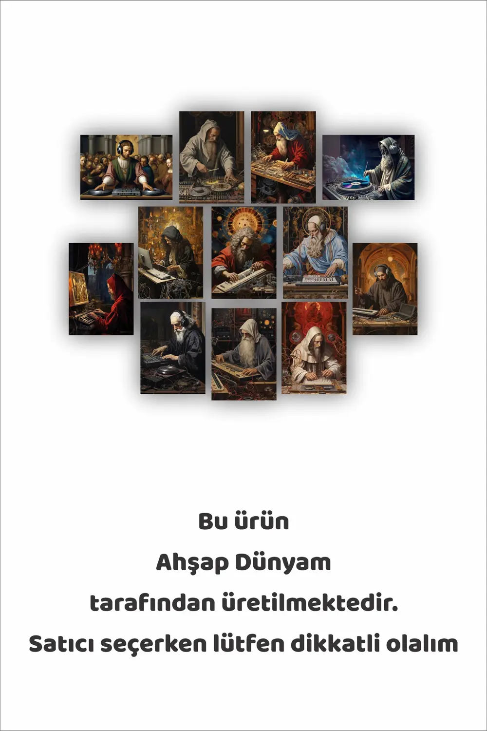 12 parça Yaşlı Dj Resimleri Çerçeve Görünümlü Mdf tablo Duvar Süs