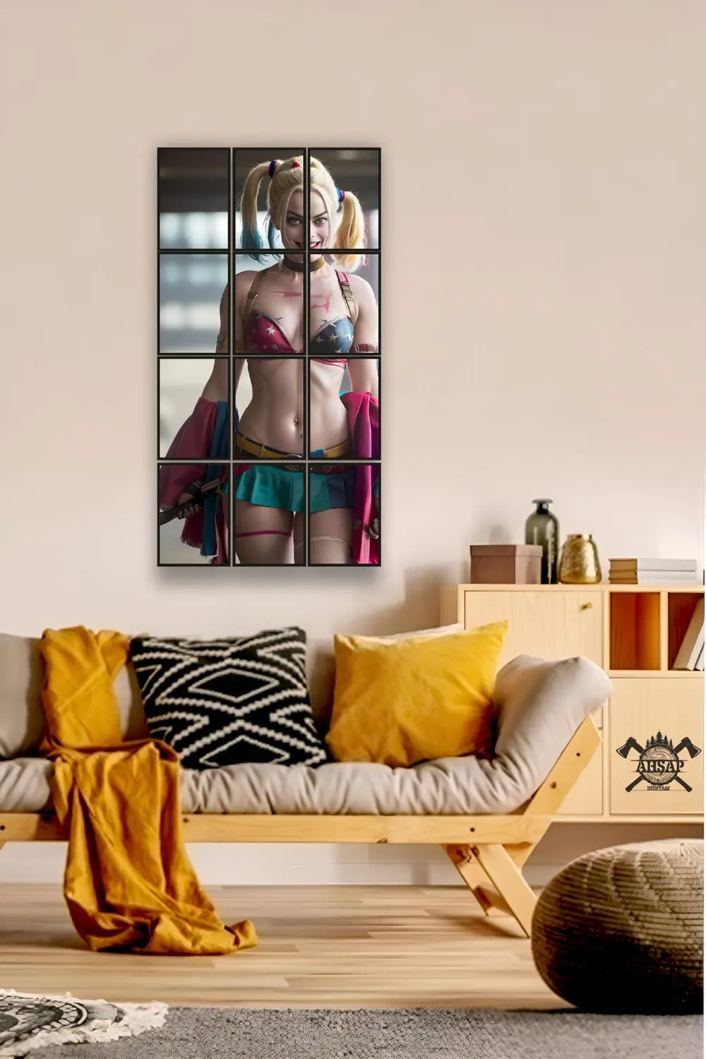 12 parça Yeni Harley Quinn Çerçeve Görünümlü Mdf tablo Duvar Süsü