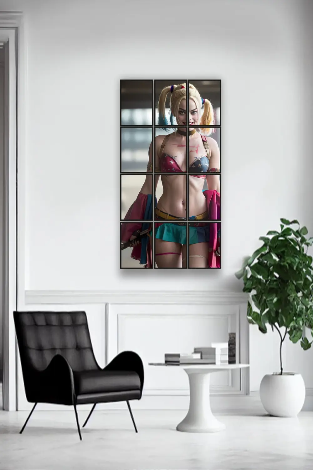 12 parça Yeni Harley Quinn Çerçeve Görünümlü Mdf tablo Duvar Süsü