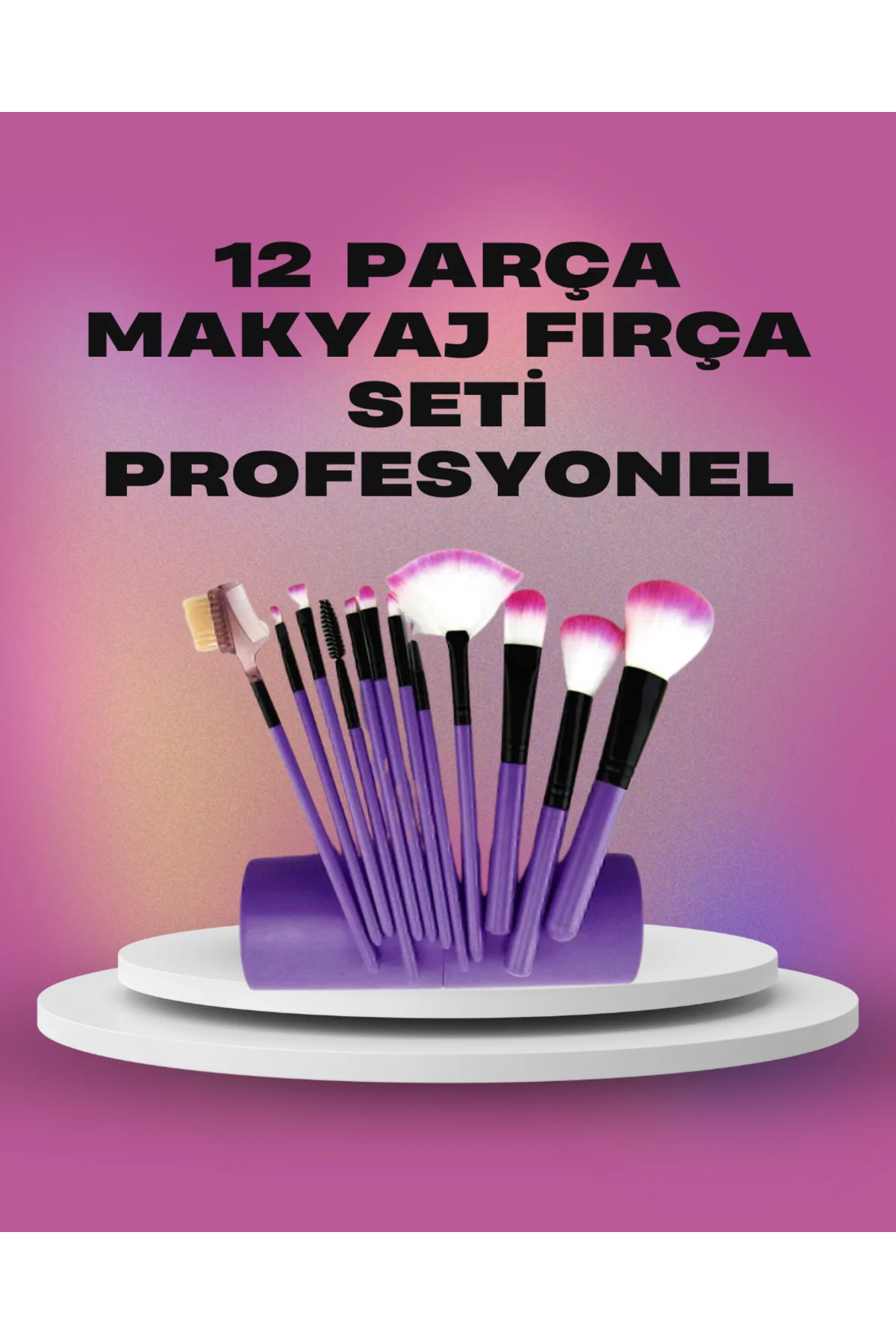 12 Parça Yumuşak Kıllı Makyaj Fırçası Seti Yüz ve Göz Makyajına Uygun Profesyonel Kullanım