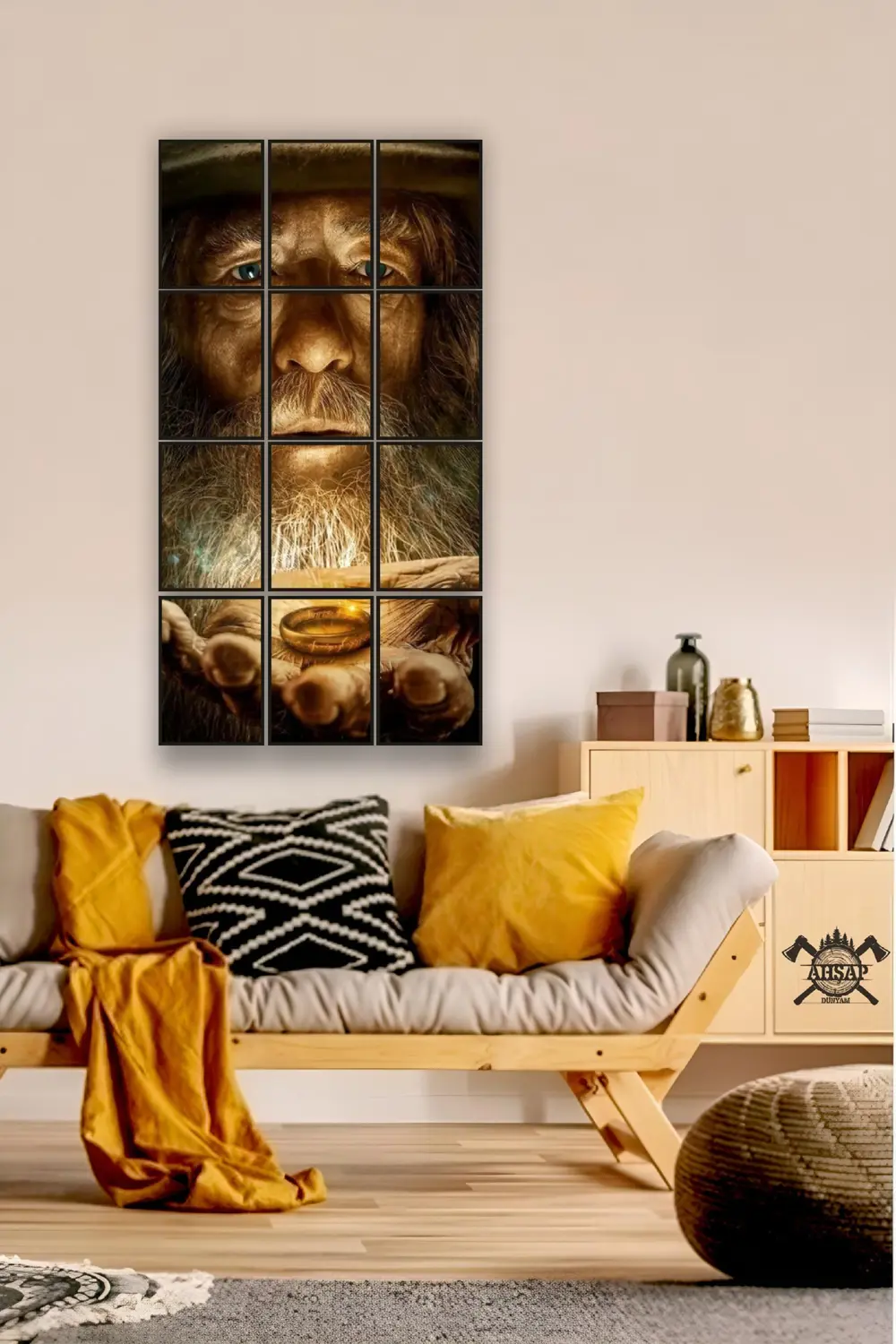 12 parça Yüzük Gandalf Çerçeve Görünümlü Mdf tablo Duvar Süsü Hed