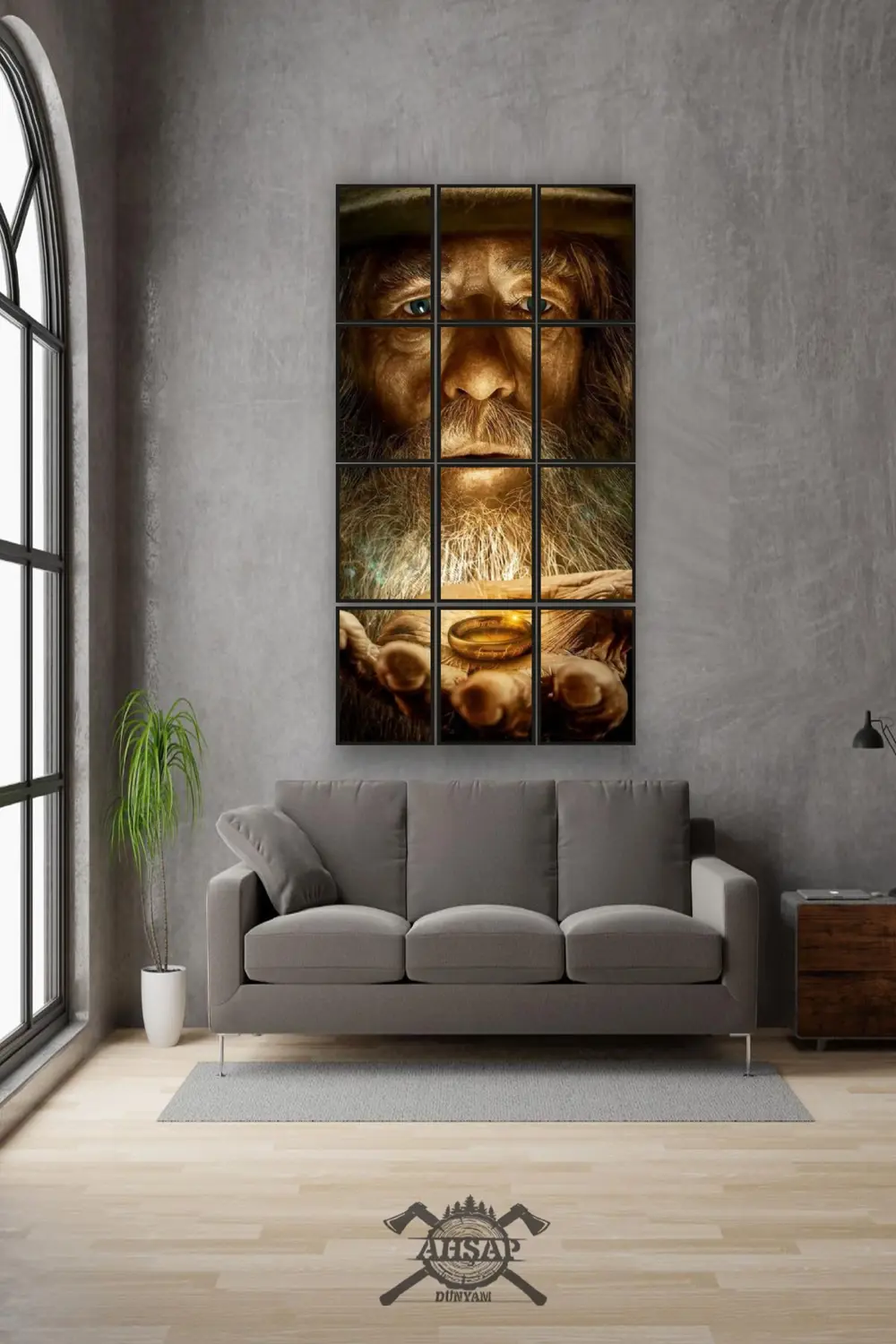12 parça Yüzük Gandalf Çerçeve Görünümlü Mdf tablo Duvar Süsü Hed