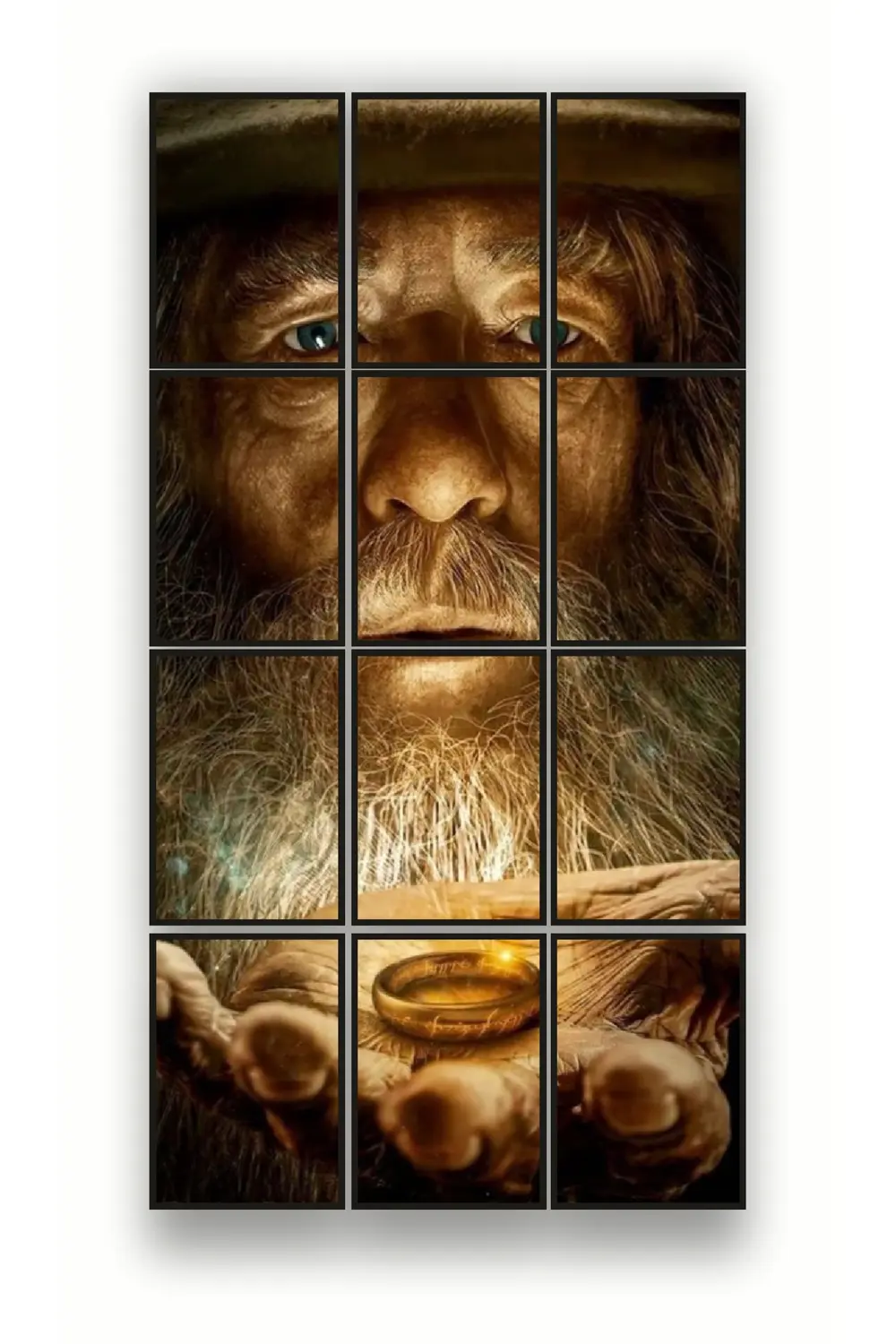 12 parça Yüzük Gandalf Çerçeve Görünümlü Mdf tablo Duvar Süsü Hed
