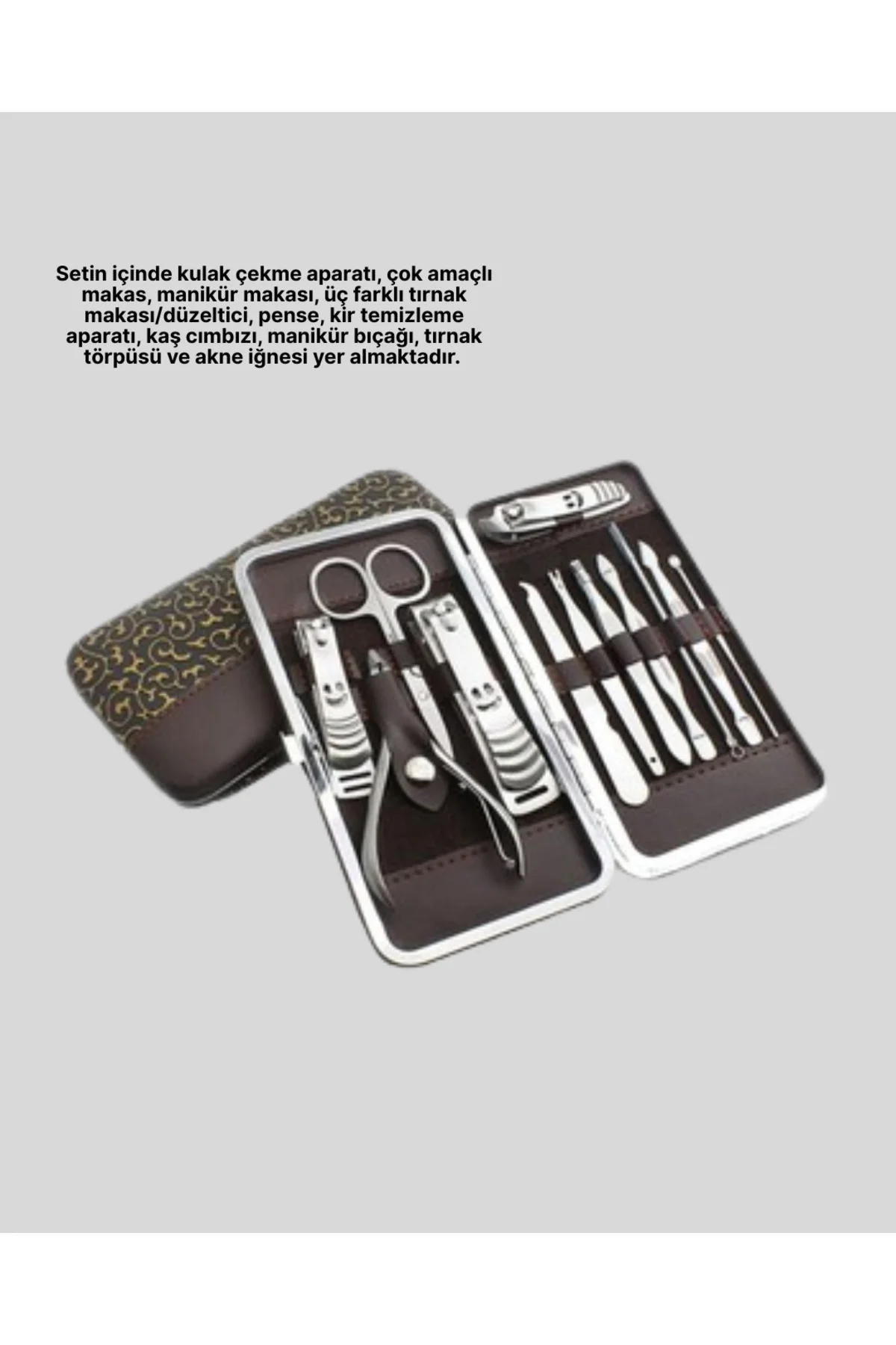 12 Parçalık Özel Deri Çantalı Kişisel Bakım Seti