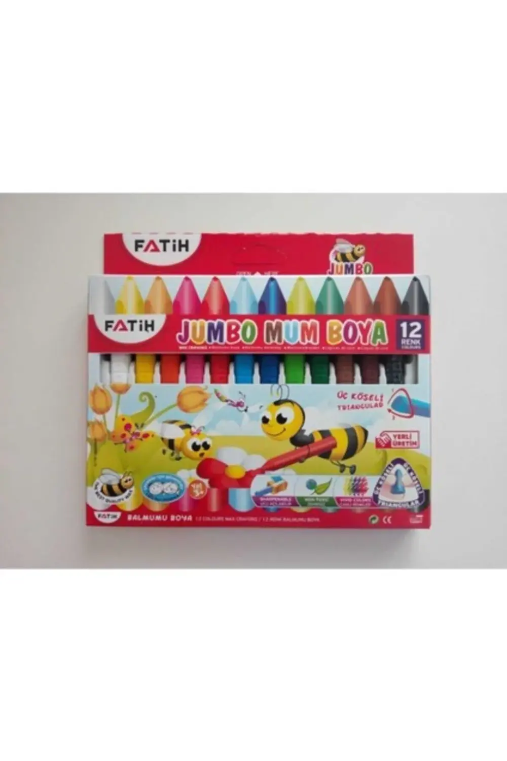 12 Renk Jumbo Üçgen Mum Boya