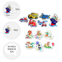 Ada Detox 12 Set - 36 Parça Tox Hayvanlar Ve Ulaşım Araçları 2+ Keçe Yapboz