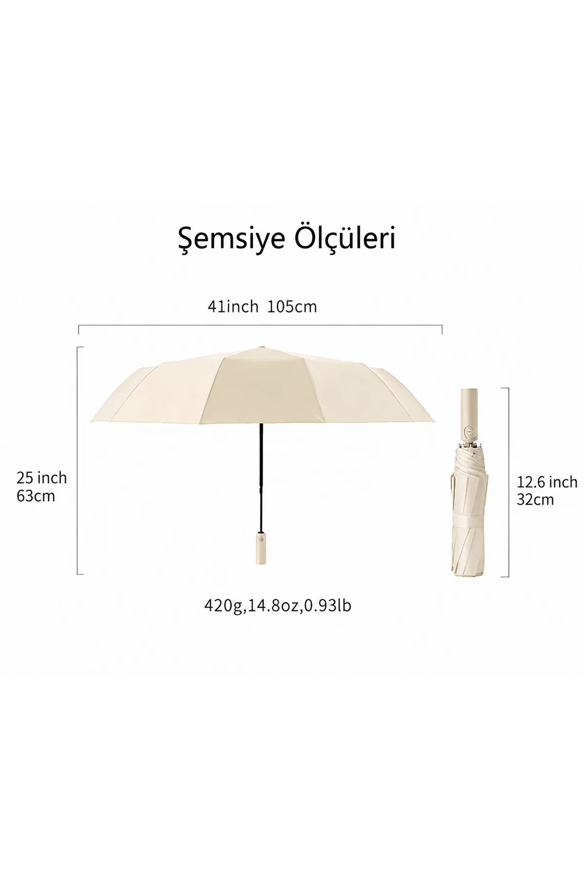 12 Telli Uv Korumalı Kompakt Şemsiye