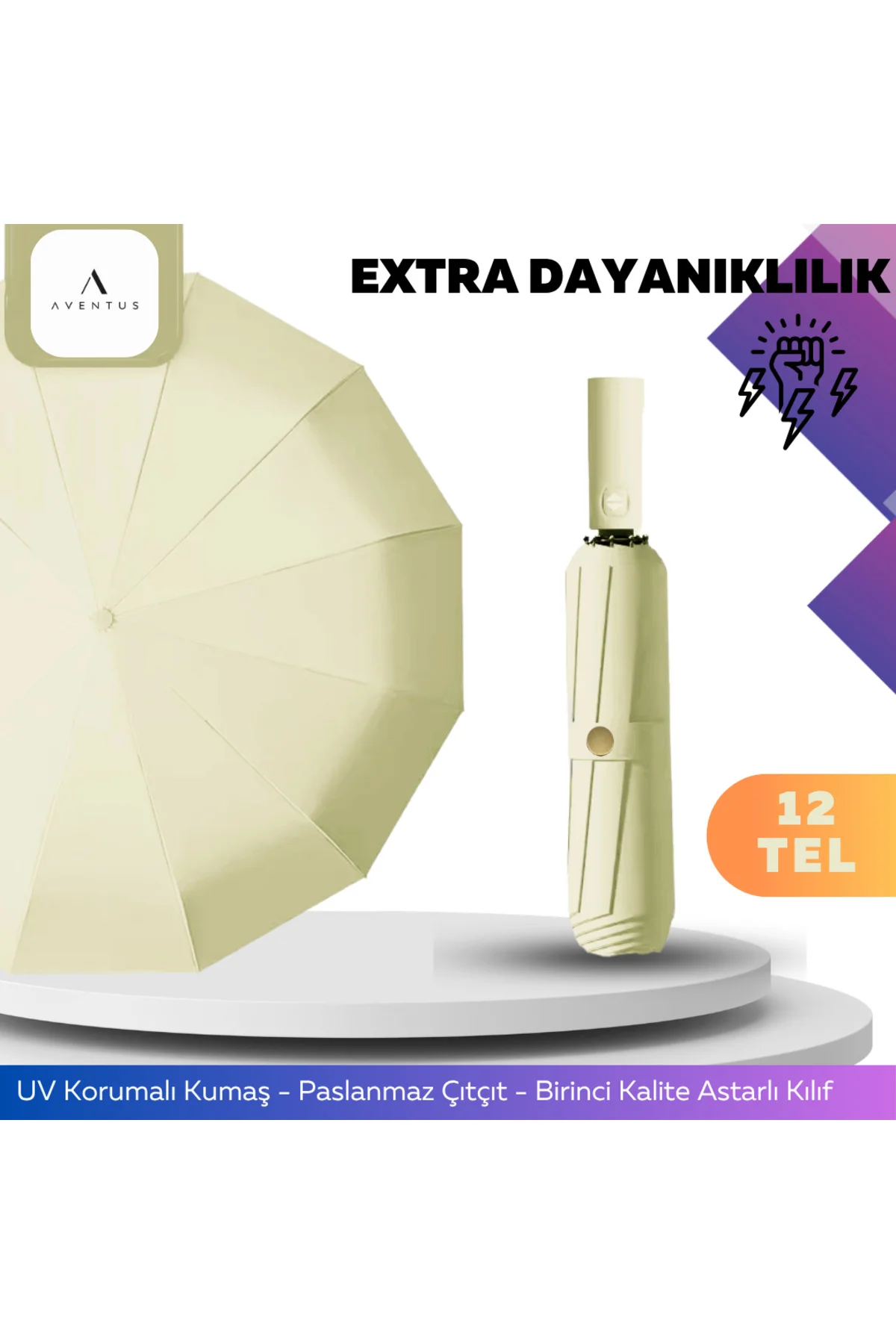 12 Telli Uv Korumalı Kompakt Şemsiye