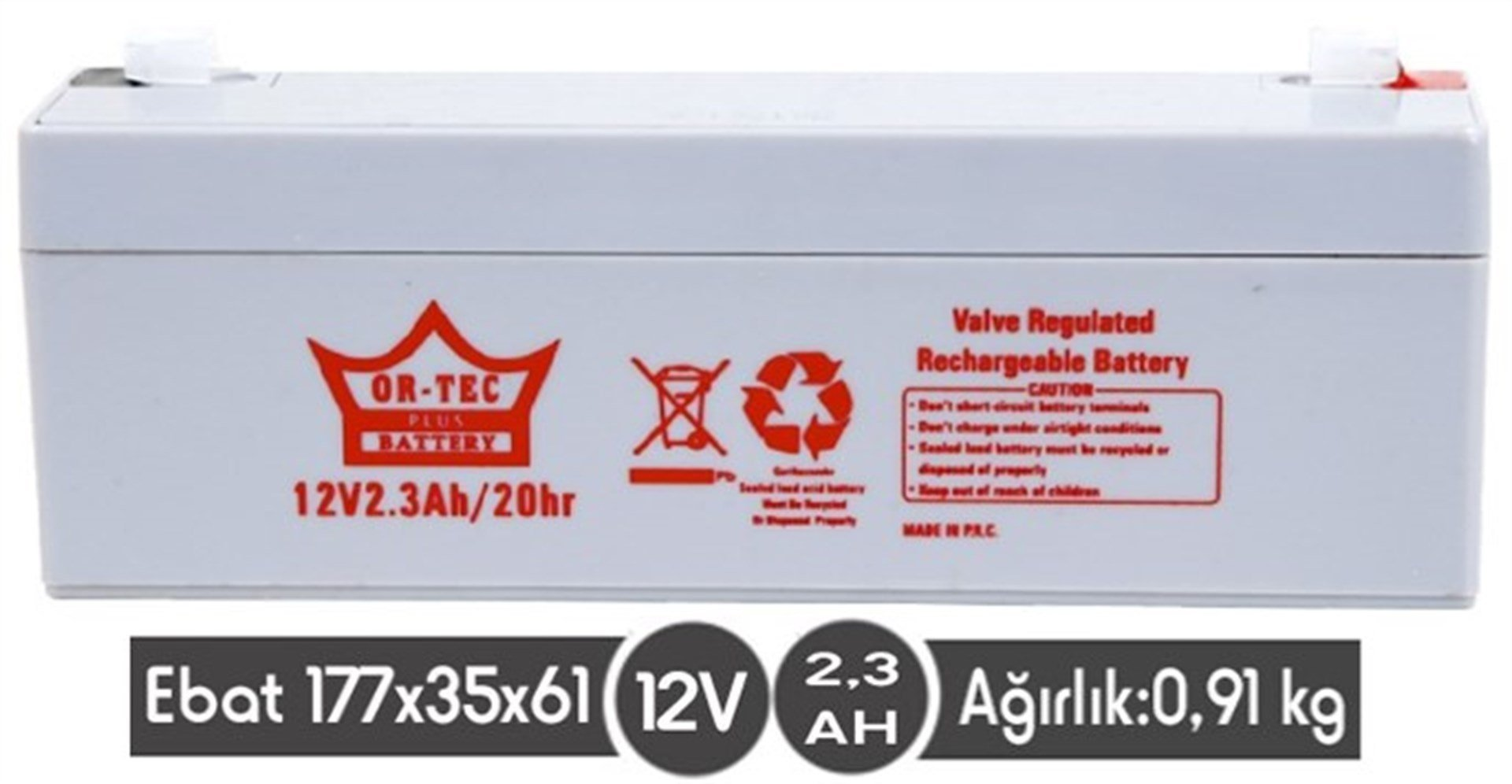 Or-Tec Plus 12 V 2,3 Ahm Kuru Akü