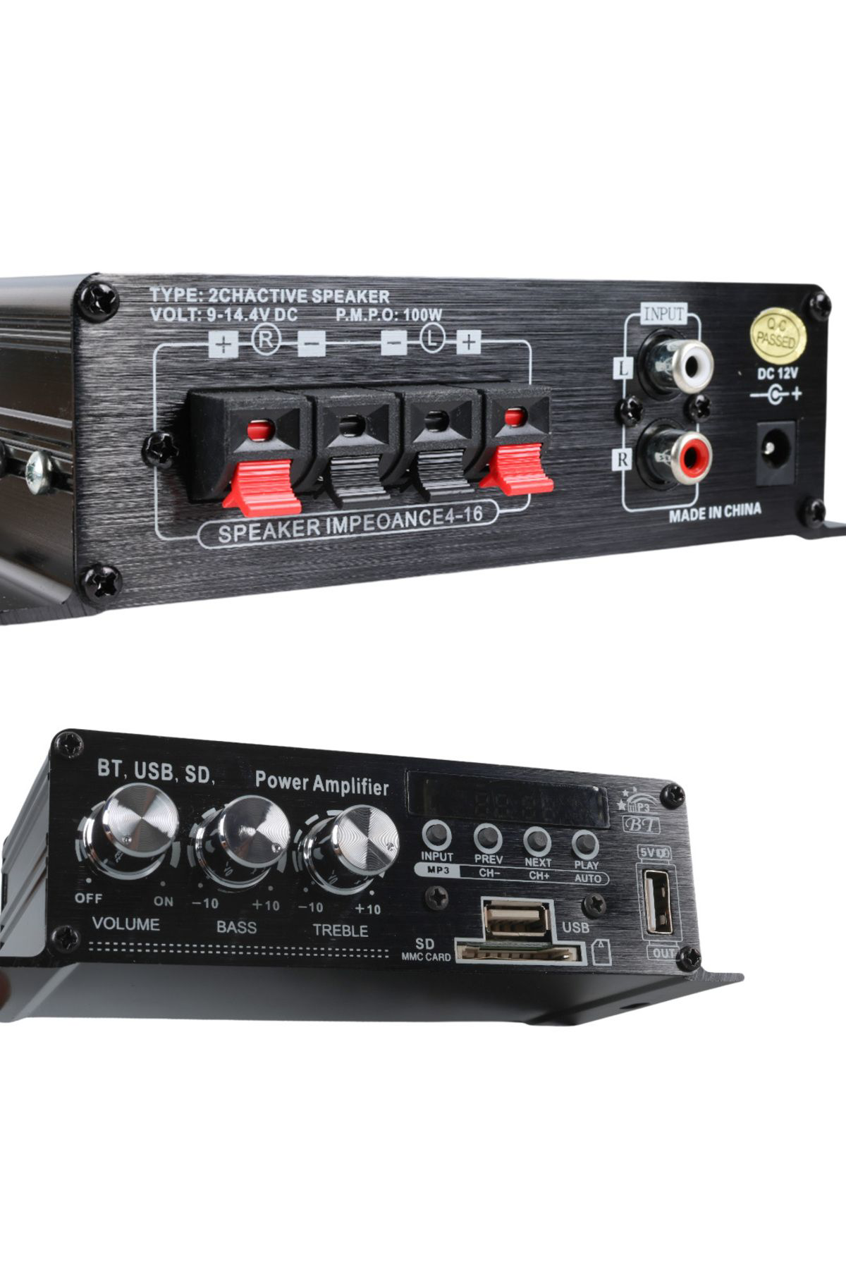 Ok Aksesuar 12 Volt 100 Watt Motosi̇klet Bluetooth Amfi̇ Usb/Sd 2 Kanal Pazar