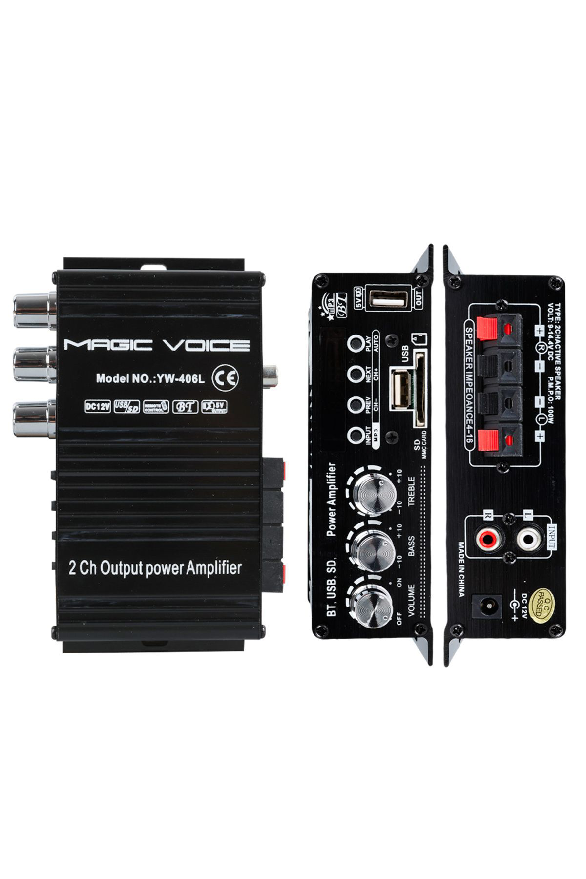 Ok Aksesuar 12 Volt 100 Watt Motosi̇klet Bluetooth Amfi̇ Usb/Sd 2 Kanal Pazar