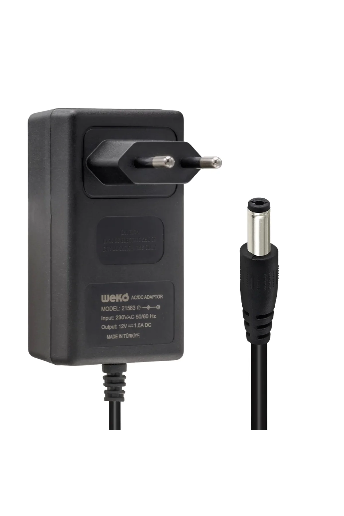 - 12 Volt - 1.5 Amper 5.5*2.5 Uçlu Yerli Üretim Plastik Kasa Priz Tipi Adaptör (K95)