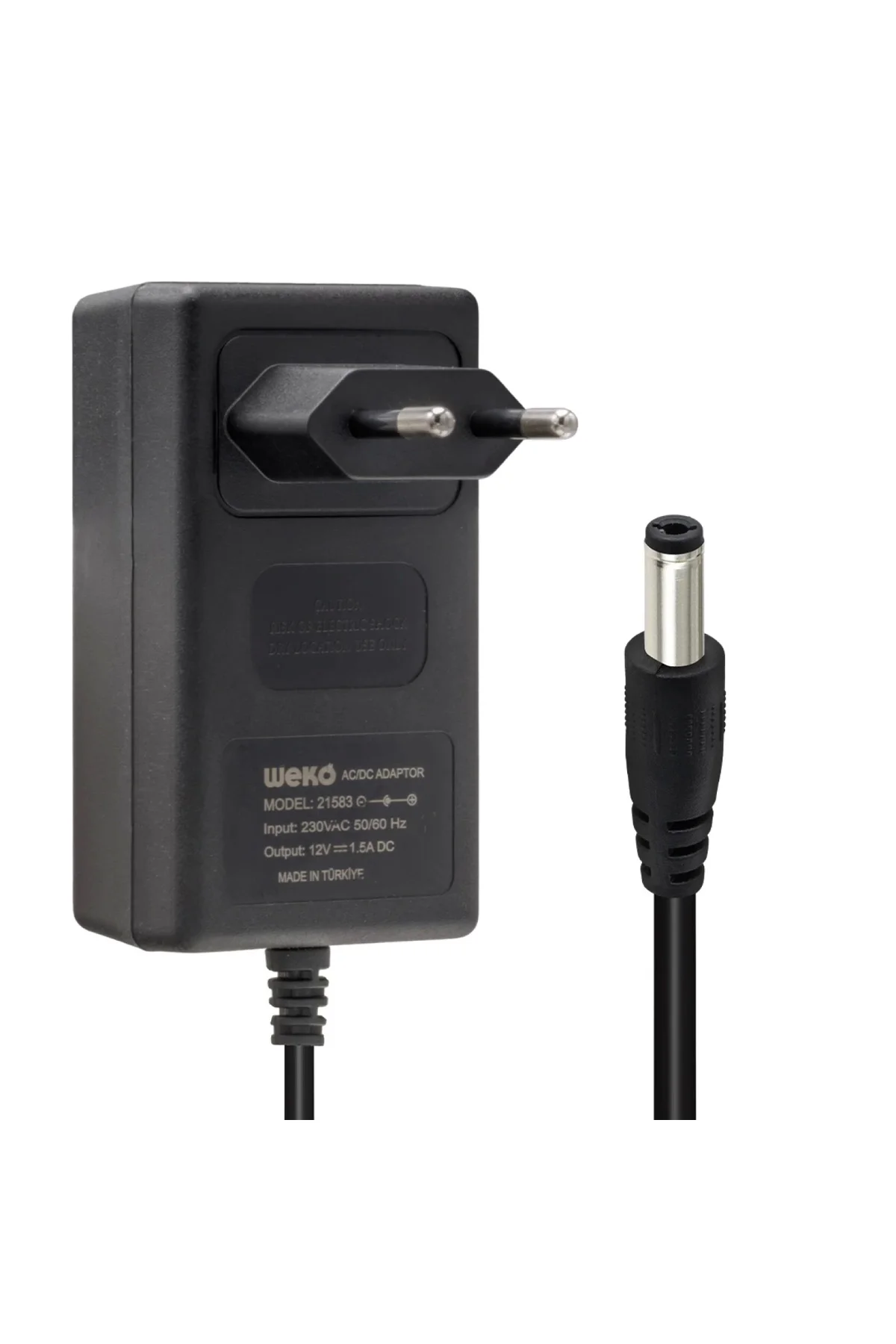12 Volt - 1.5 Amper 5.5*2.5 Uçlu Yerli Üretim Plastik Kasa Priz Tipi Adaptör (K95)