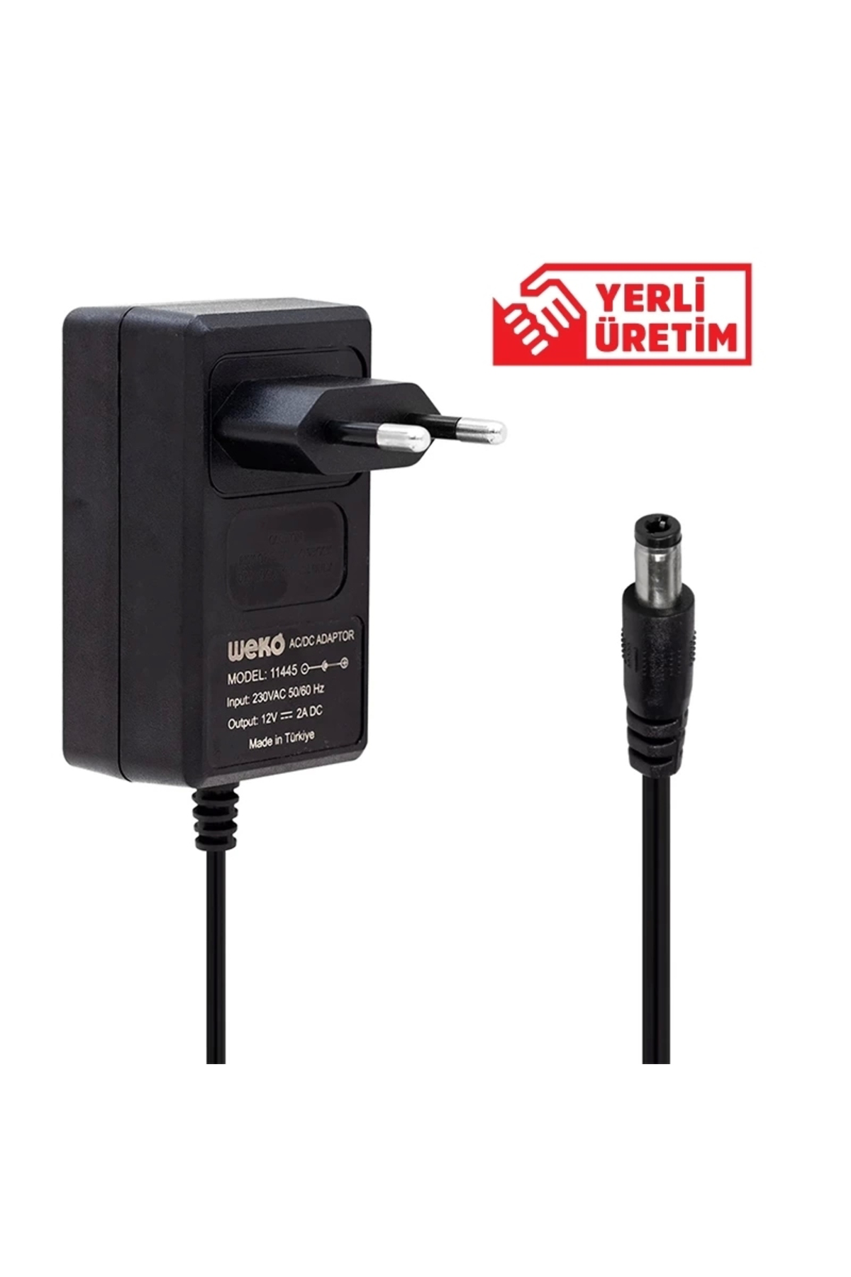 12 Volt - 2 Amper 5.5*2.5 Uçlu Yerli Üretim Plastik Kasa Priz Tip