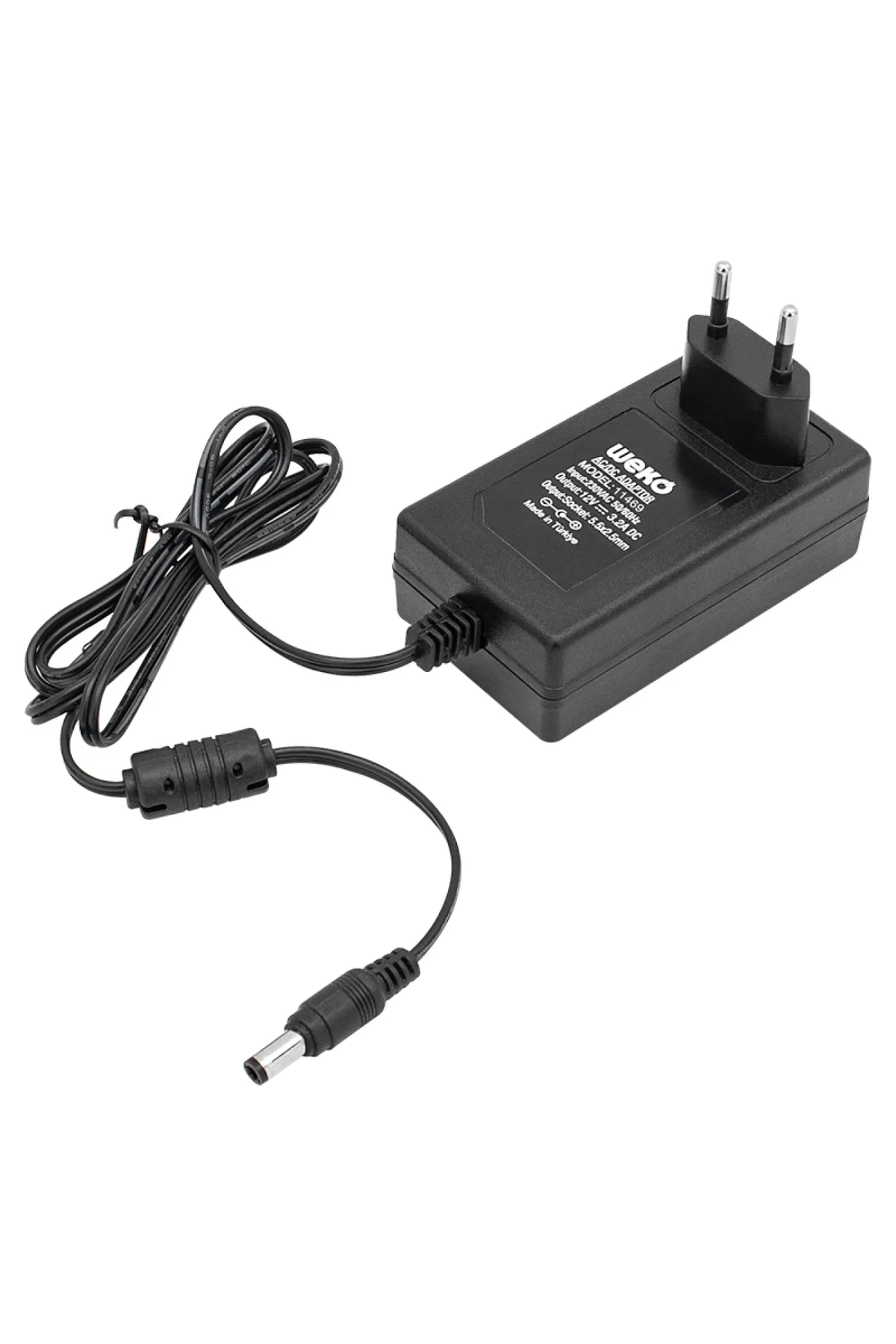 12 VOLT - 3.2 AMPER - 38 WATT 5.5*2.5 UÇLU PLASTİK KASA PRİZ TİP 