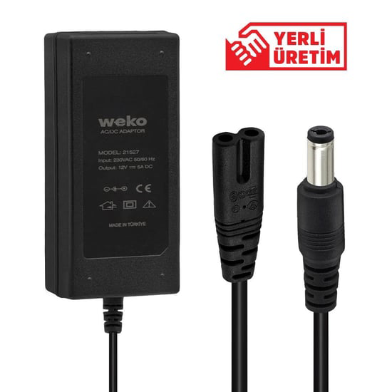 Herz 12 Volt - 5 Amper Plastik Kasa Masaüstü Adaptör 5.5*2.5 Uçlu