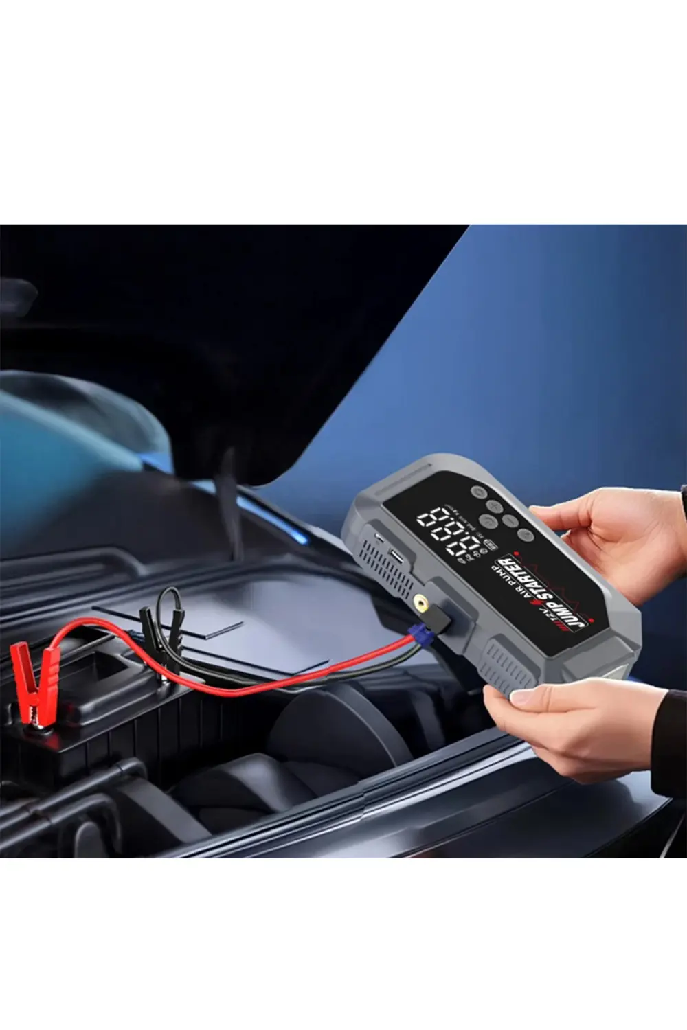 12 volt Taşınabilir Jump Starter Akü Takviye ve Dijital Hava Pomp