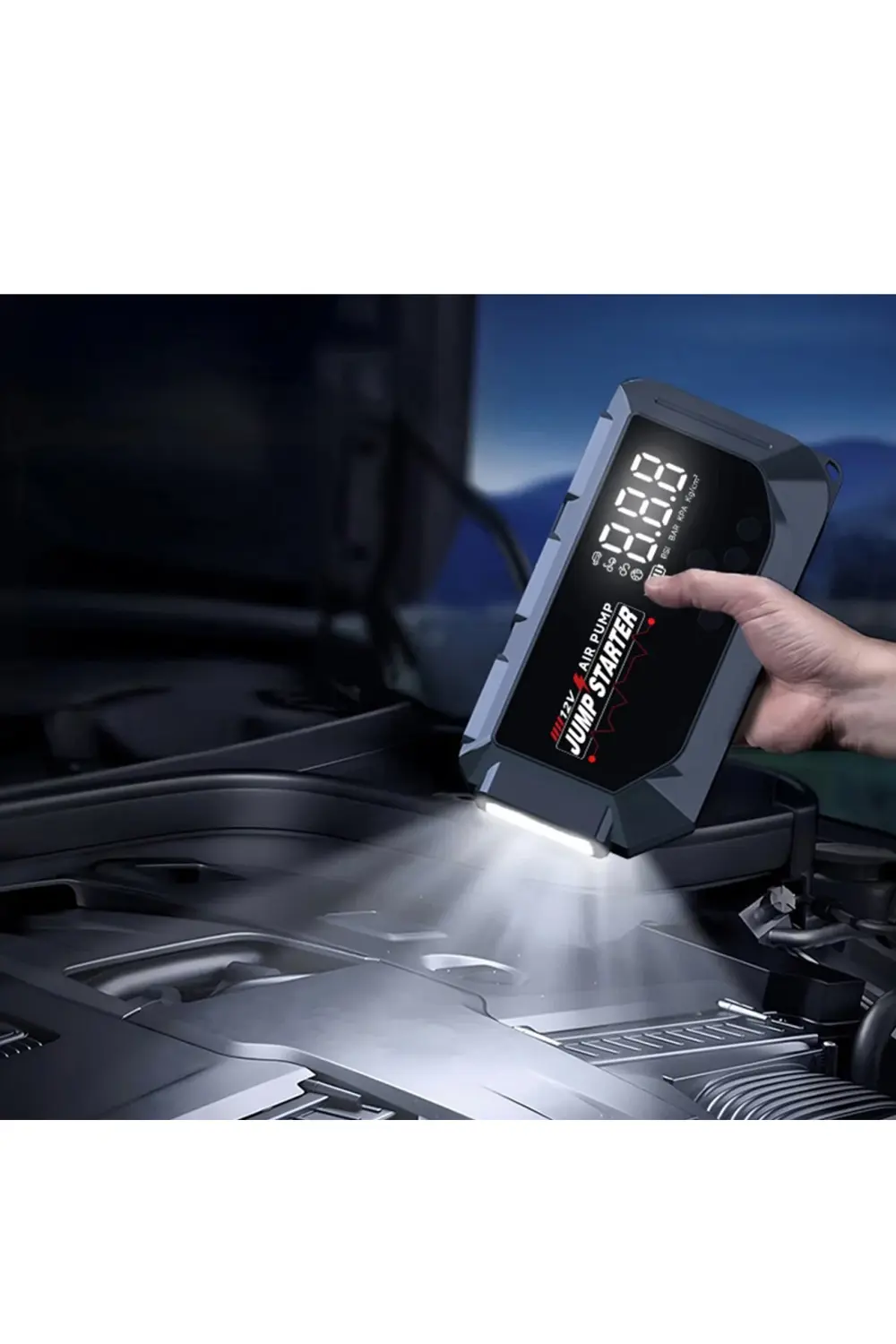 12 volt Taşınabilir Jump Starter Akü Takviye ve Dijital Hava Pomp