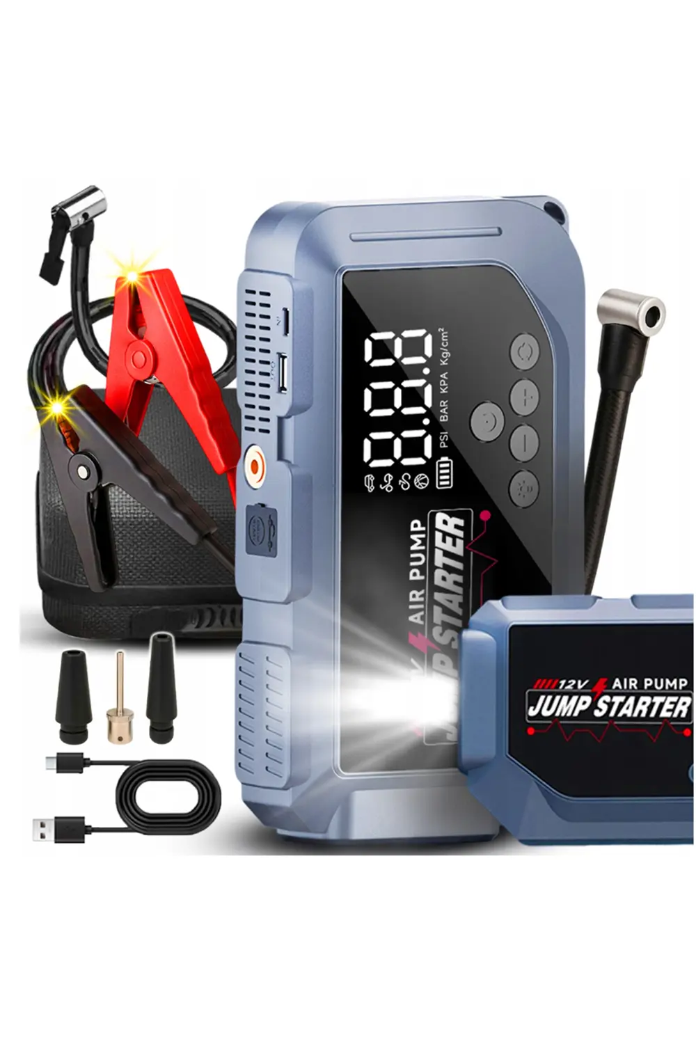 12 volt Taşınabilir Jump Starter Akü Takviye ve Dijital Hava Pomp