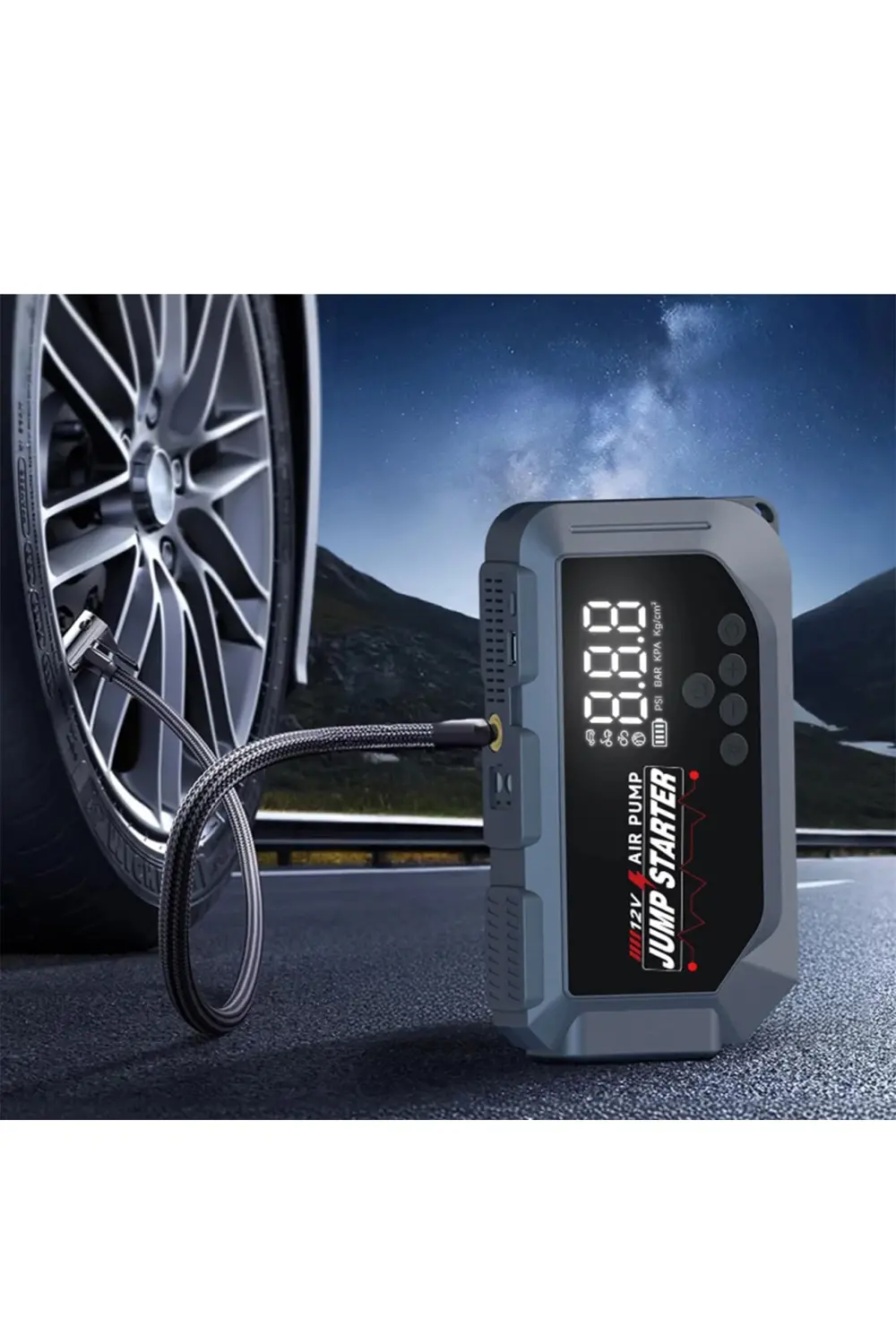 12 volt Taşınabilir Jump Starter Akü Takviye ve Dijital Hava Pomp