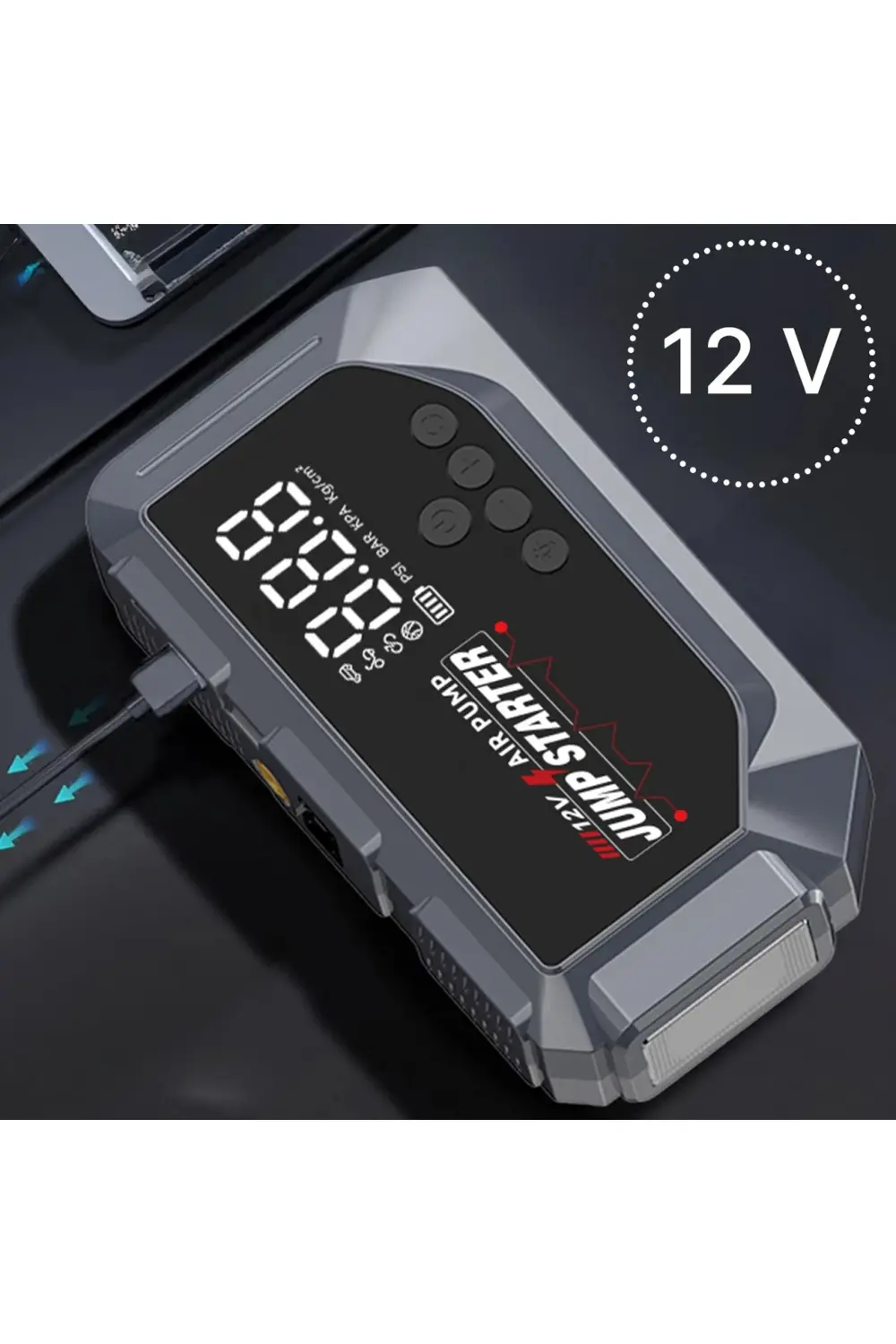 12 volt Taşınabilir Jump Starter Akü Takviye ve Dijital Hava Pomp