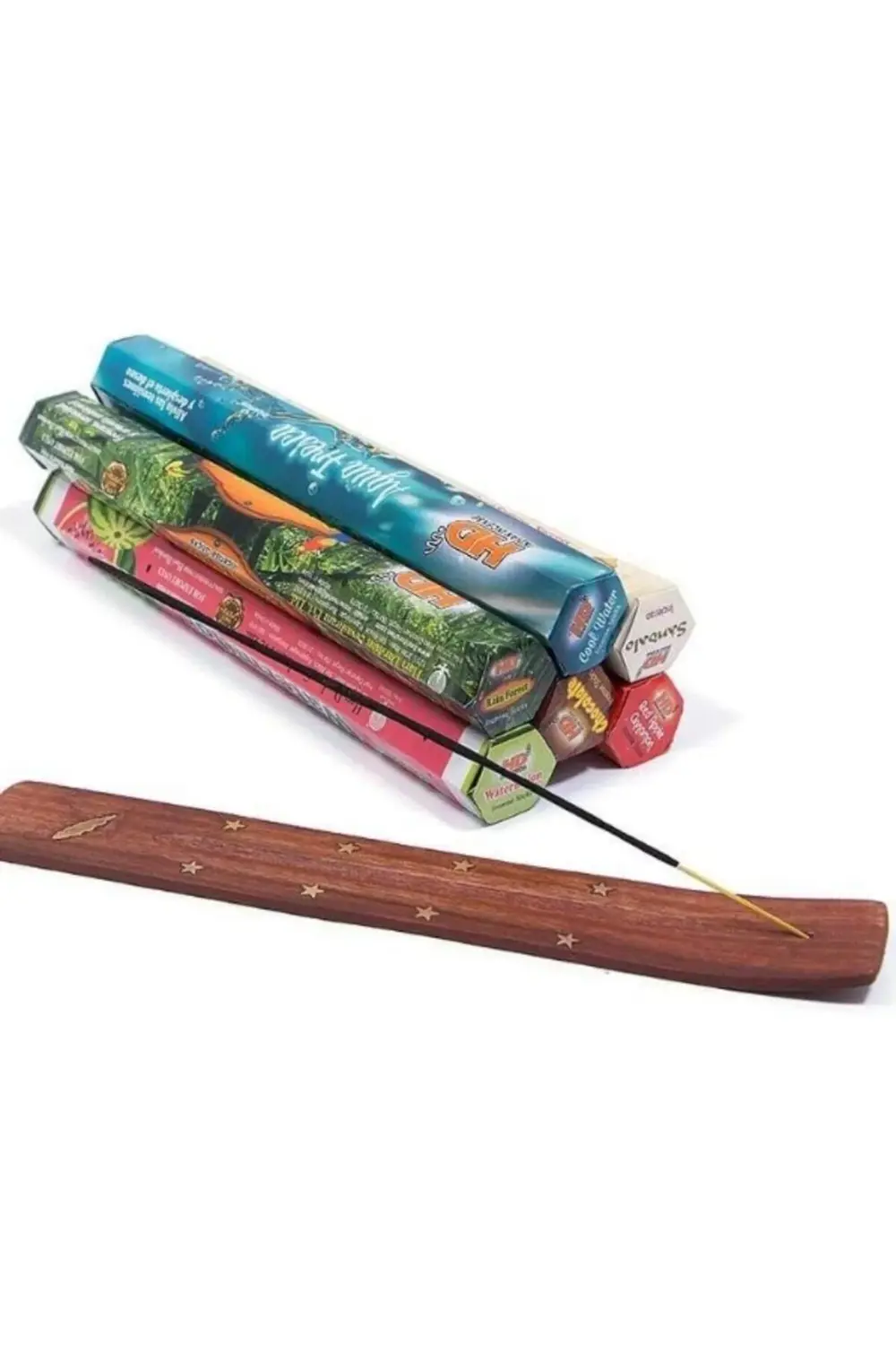 120 Adet 6 Paket Tütsü ve Kayığı, Çubuk Seti ve Ahşap Tutucu 3955