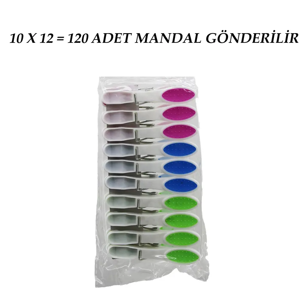 120 ADET RENKLİ SİLİKON AĞIZ - BAS-AÇ BEYAZ PLASTİK MANDAL (4741)