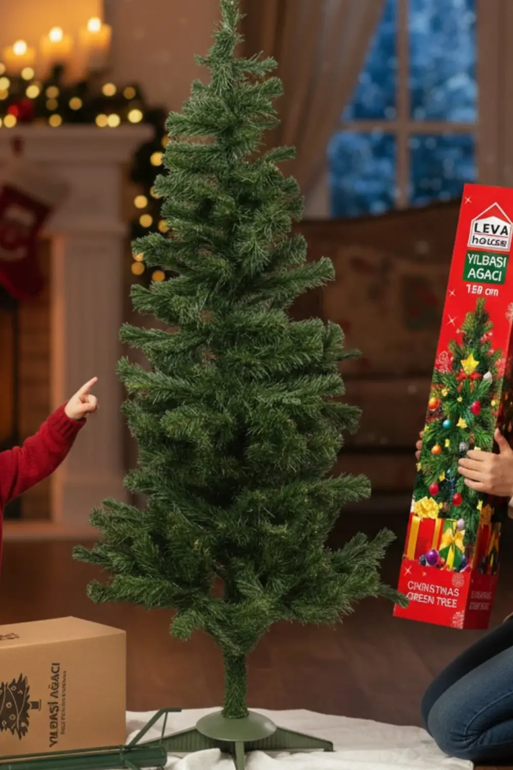 120 cm Kolay Kurulum Ayaklı Yılbaşı Ağacı, Yeni Yıl İçin Ev & Caf