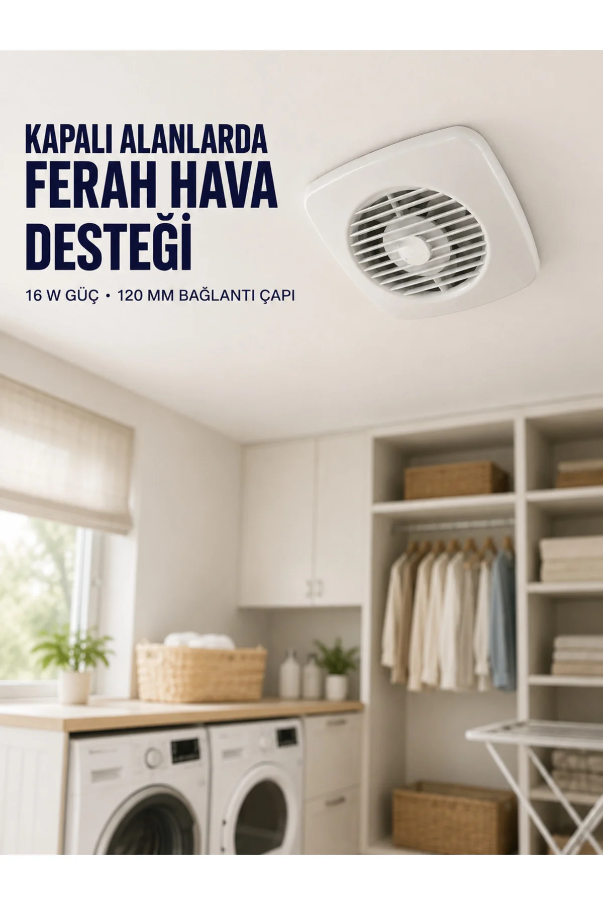 120 mm Dekoratif Aspiratör 16 W 180 m³/h Banyo Mutfak ve WC Havalandırma Fanı 120 mm Dekoratif Aspiratör 16 W 180 m³/h Banyo Mutfak ve WC Havalandırma Fanı