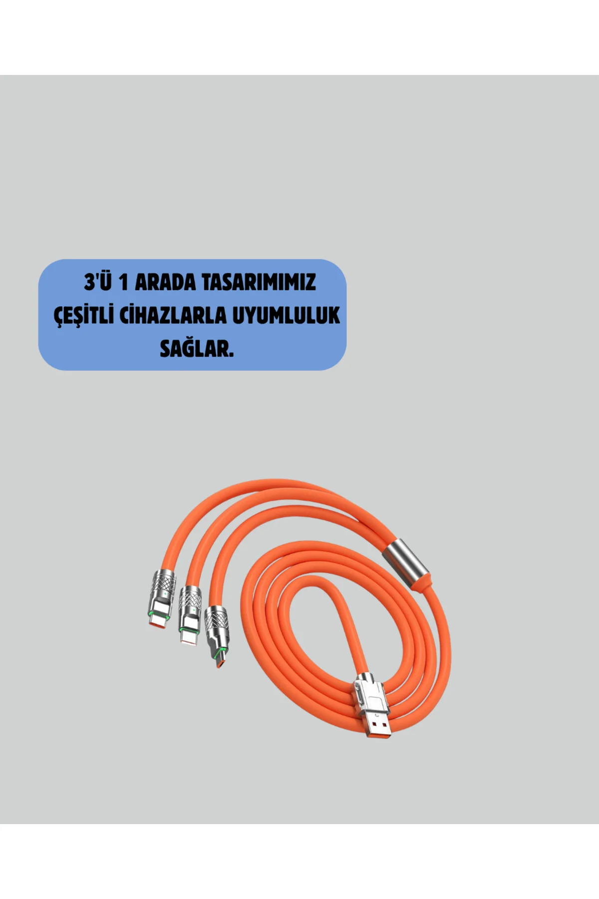 120 W Hızlı Çözüm Sunan 3'ü 1 USB Şarj Kablosu– Sağlam Gövde
