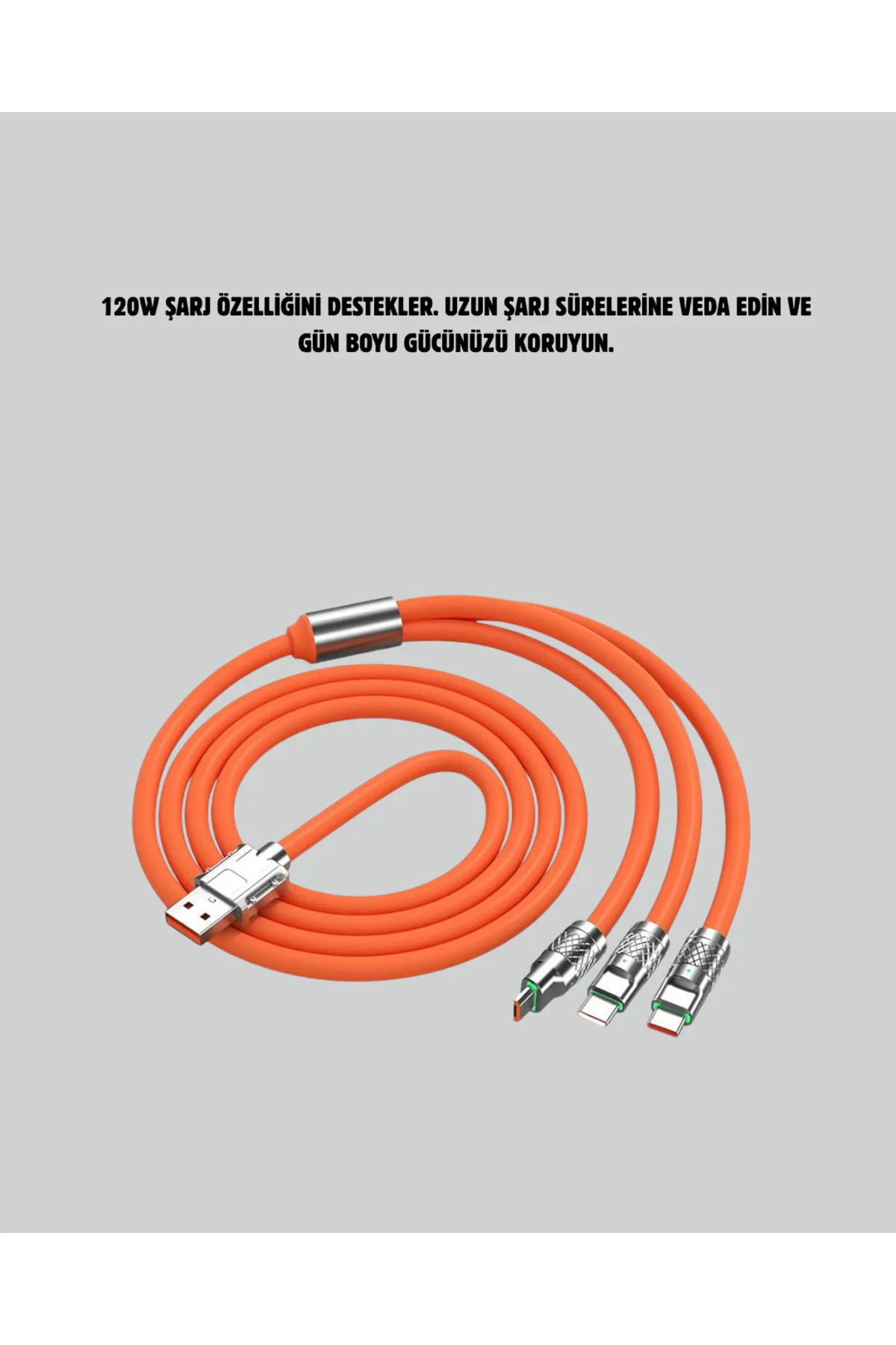 120 W Hızlı Çözüm Sunan 3'ü 1 USB Şarj Kablosu– Sağlam Gövde