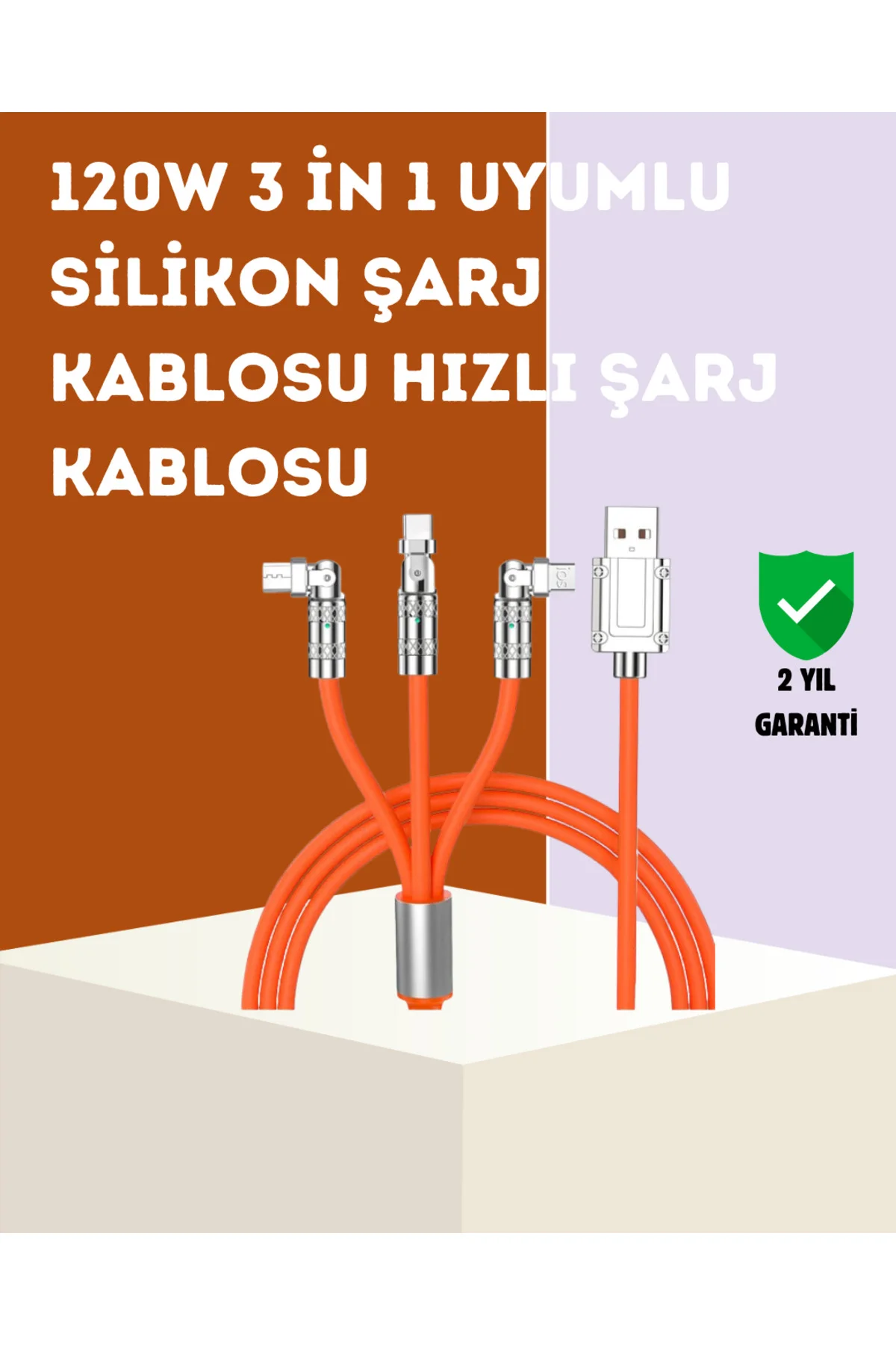 120 W Hızlı Çözüm Sunan 3'ü 1 USB Şarj Kablosu– Sağlam Gövde