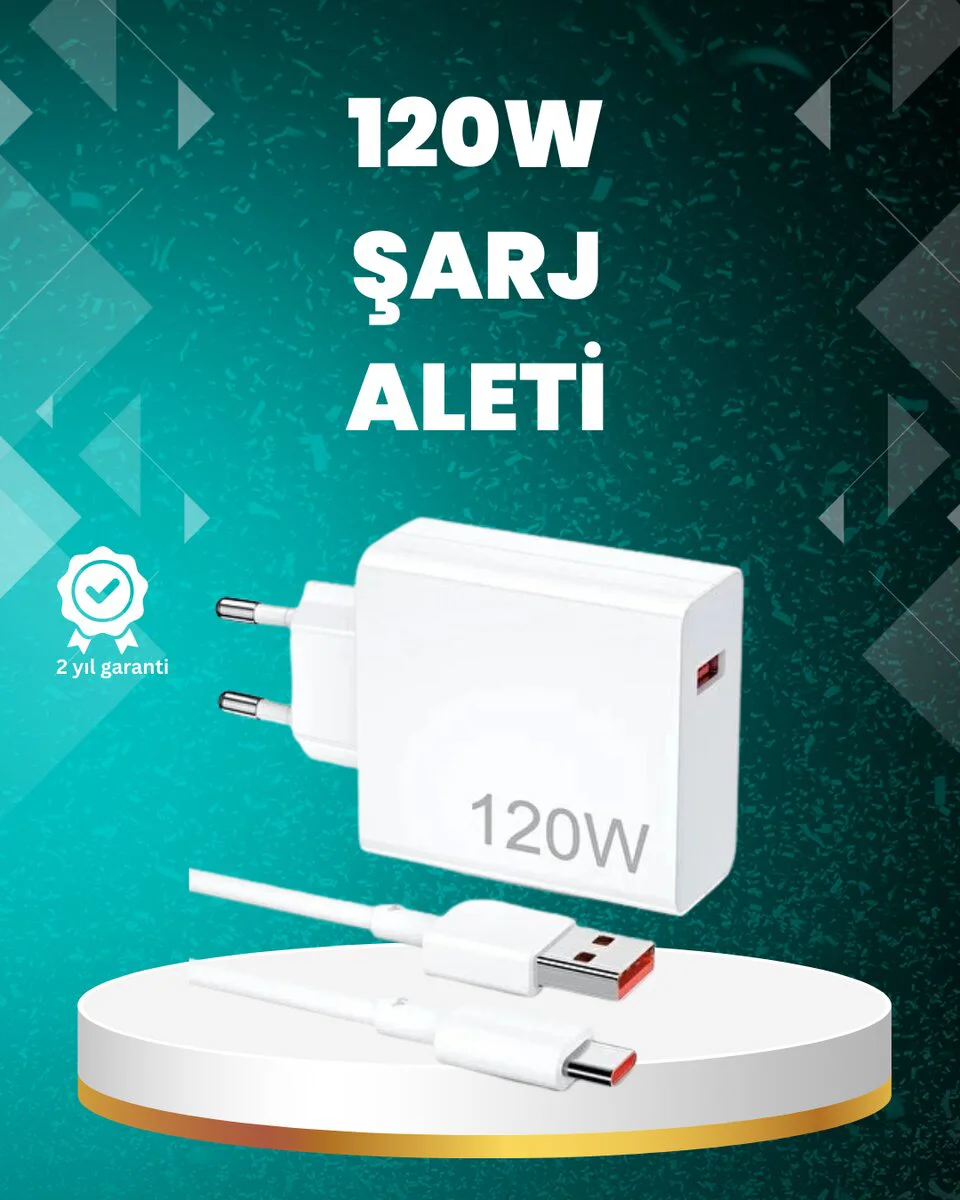 120 Watt Hızlı Şarj Adaptörü - Huawei P30 P40 Mate 20 Pro & Tip-C Uyumlu