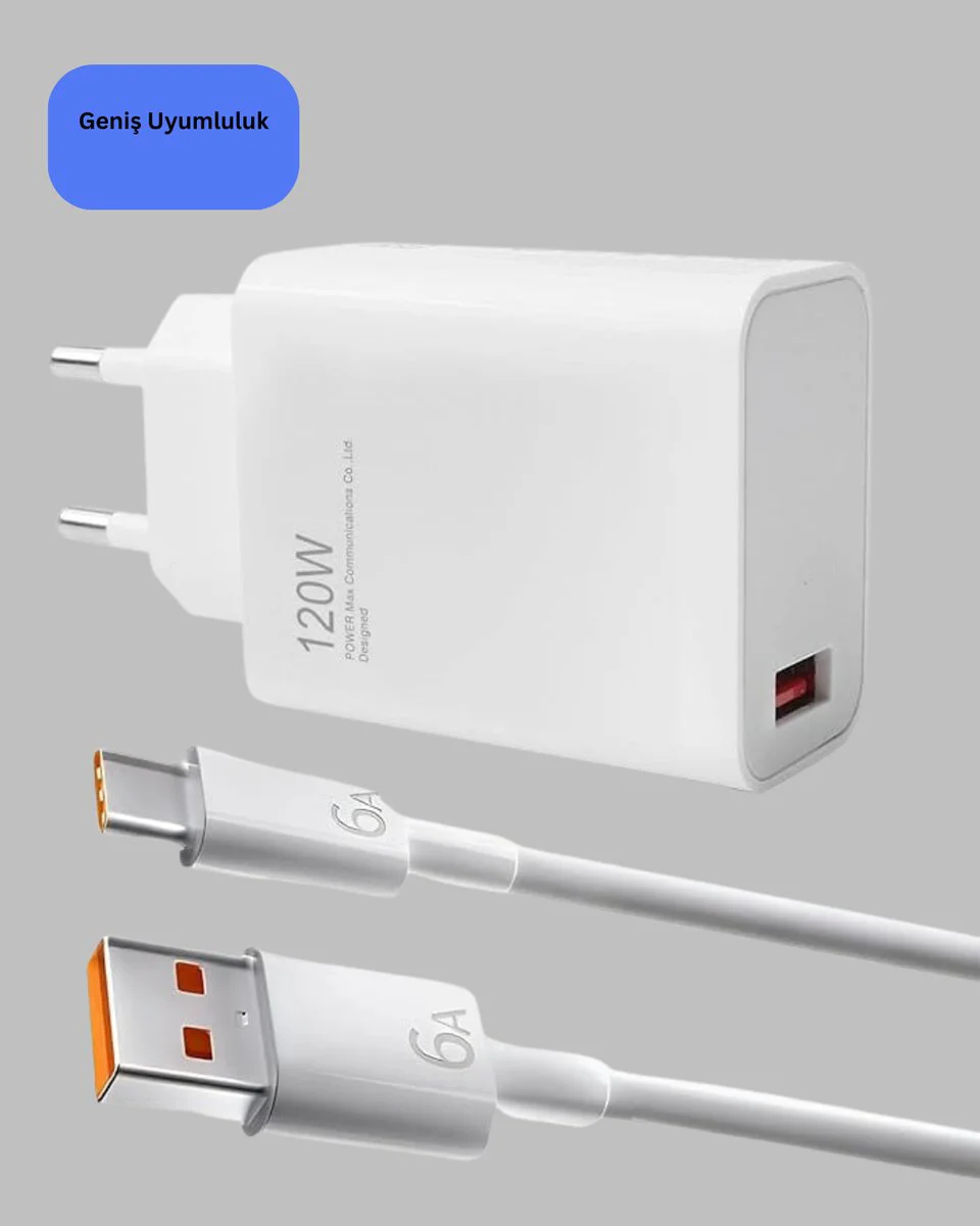 120 Watt Hızlı Şarj Adaptörü - Huawei P30 P40 Mate 20 Pro & Tip-C Uyumlu