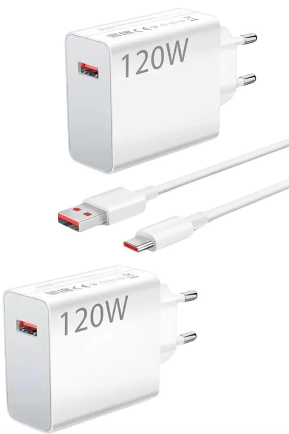 120 Watt Turbo Hızlı Şarj Aleti Seti Hızlı Şarj Adaptörü Beyaz