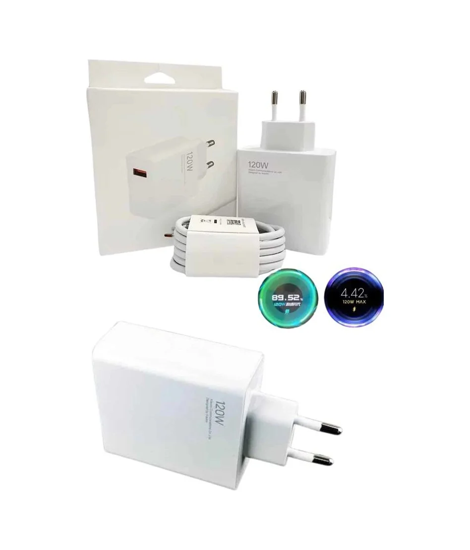 120 Watt Turbo Hızlı Şarj Aleti Seti Hızlı Şarj Adaptörü Beyaz