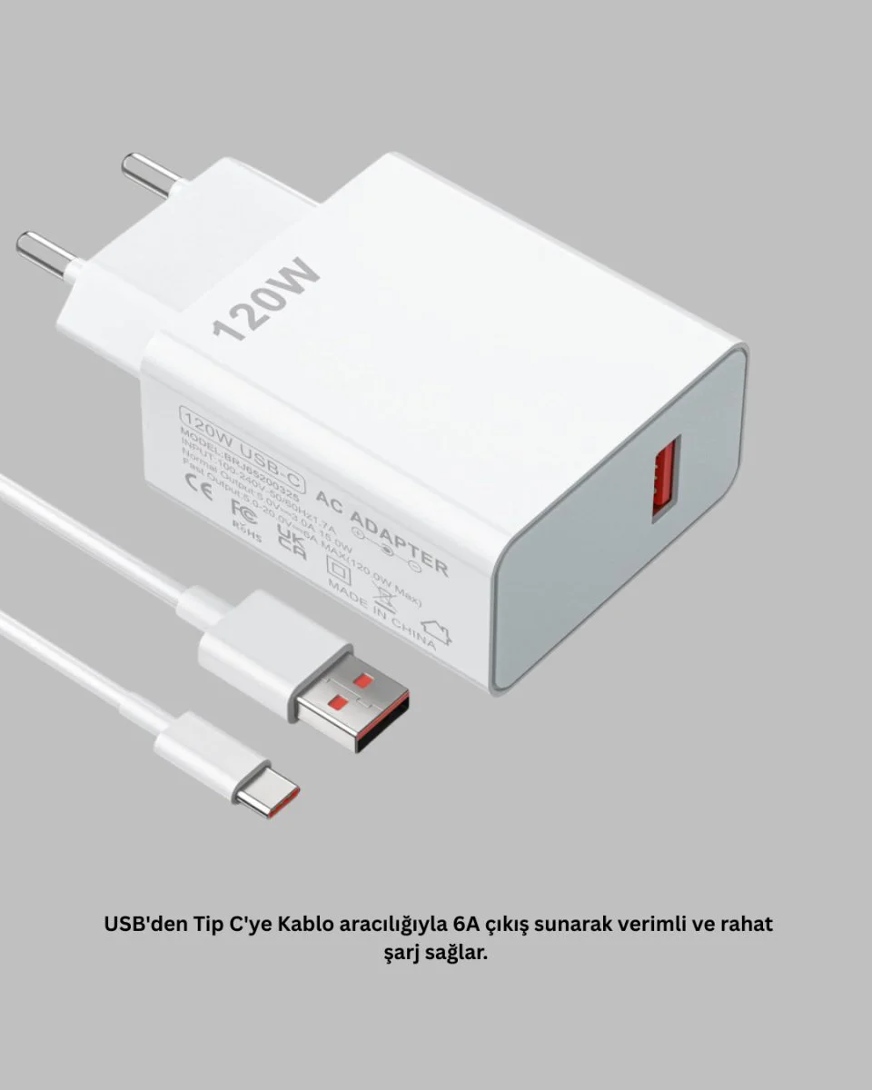 120 Watt Ultra Hızlı Şarj Seti Realme 7 8 9 Pro Uyumlu Turbo Güç ve Hızlı Şarj Cihazı