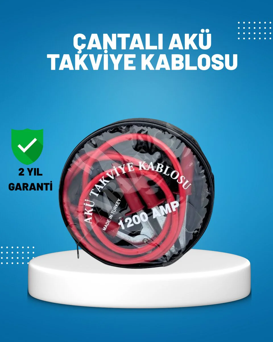 1200 Amper Akü Takviye Kablosu 2 Metre İzoleli Bakır Uçlu - Güvenli Acil Durum Çözümü
