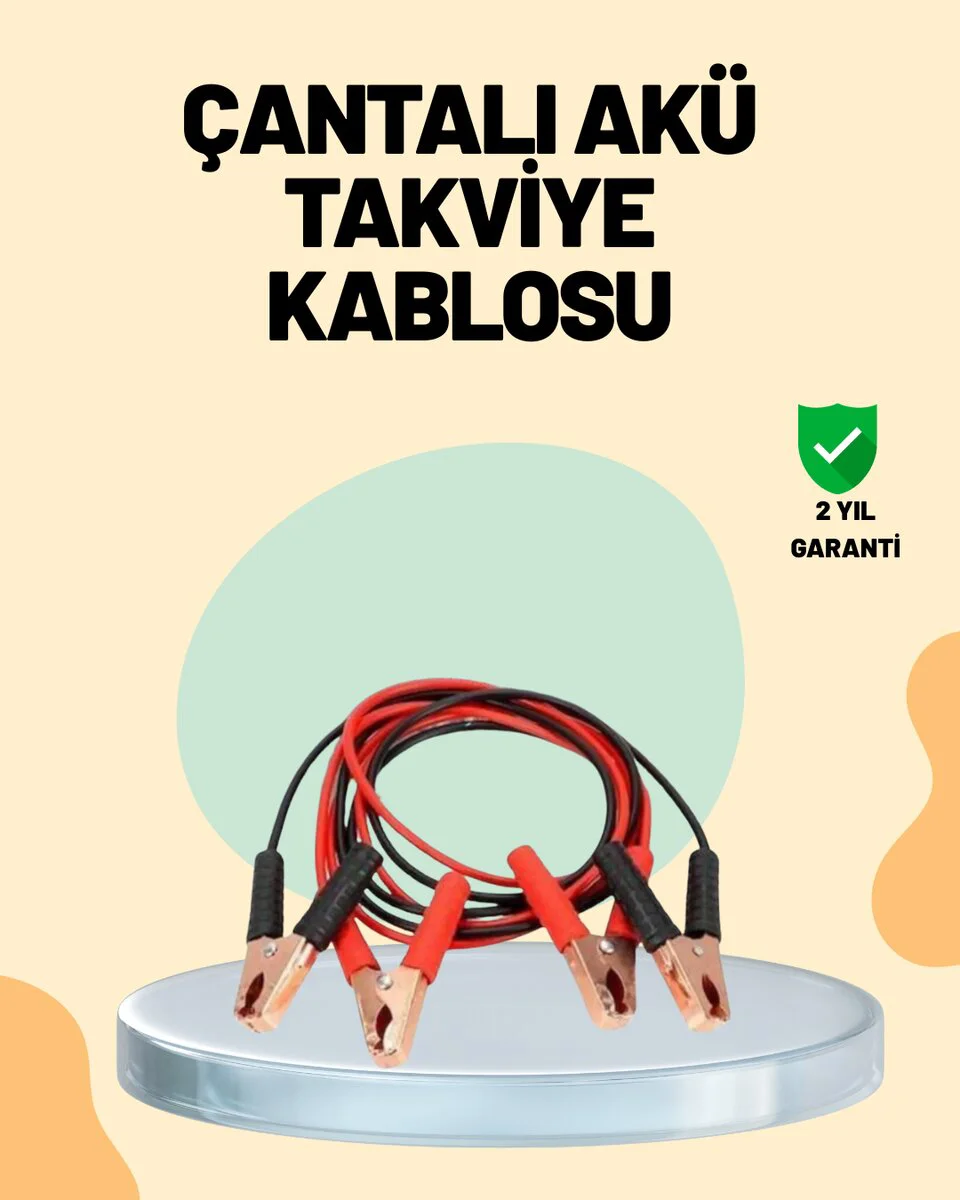 1200 Amper Jumper Kablo - 2 Metre Bakır Uçlu Araç Takviye Seti