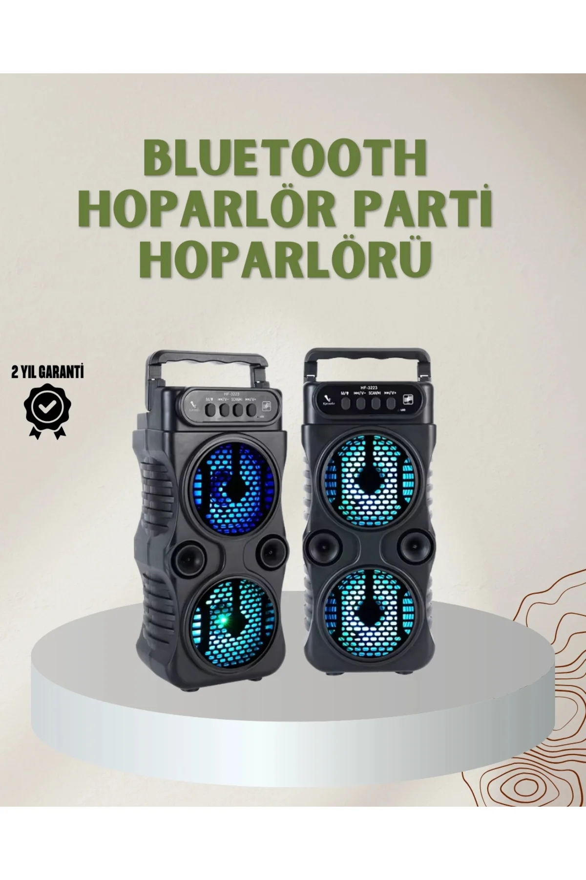 1200 mAh Şarjlı LED Işıklı Bluetooth Hoparlör – FM Radyolu, Hafız