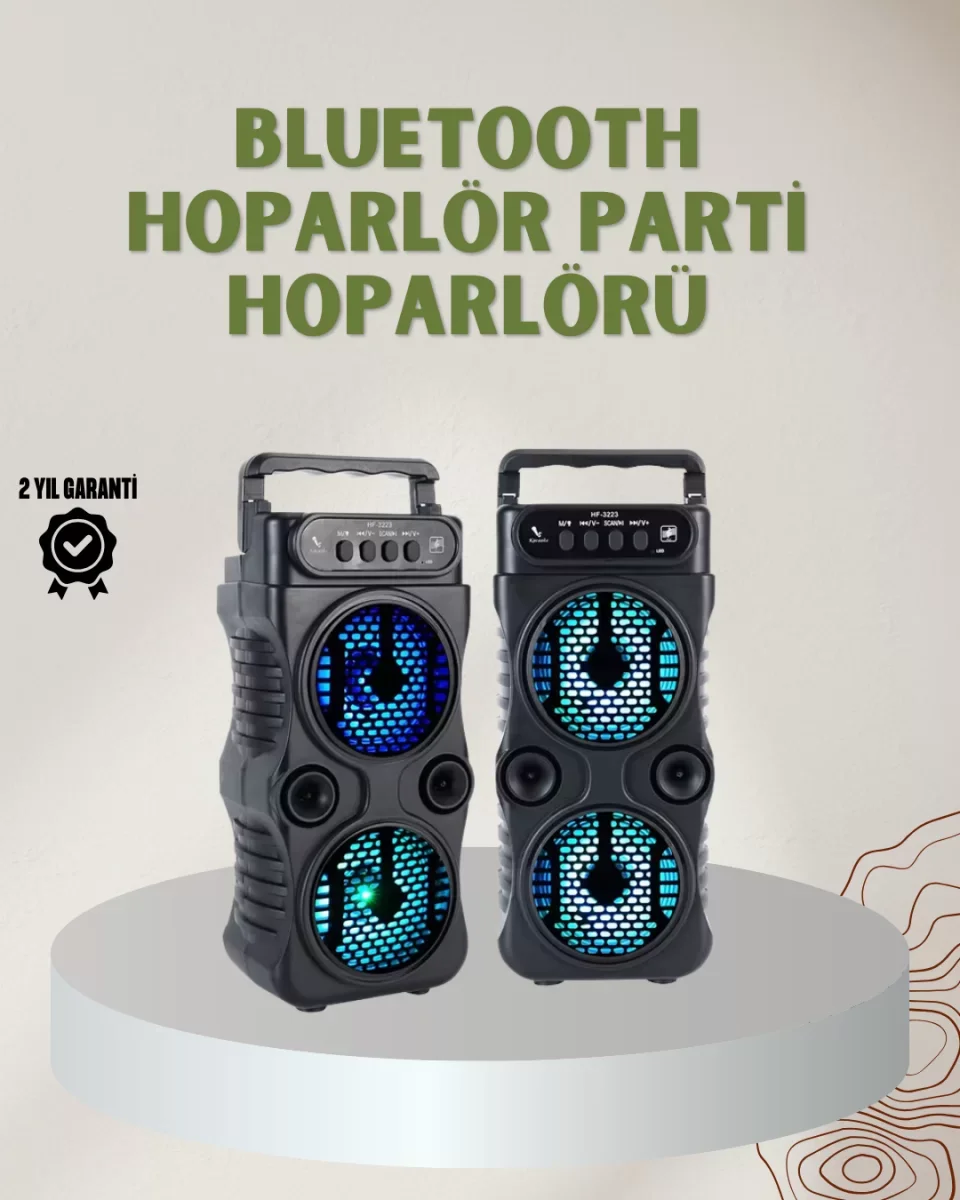 1200 mAh Şarjlı LED Işıklı Bluetooth Hoparlör – FM Radyolu, Hafıza Kart Destekli - Lisinya