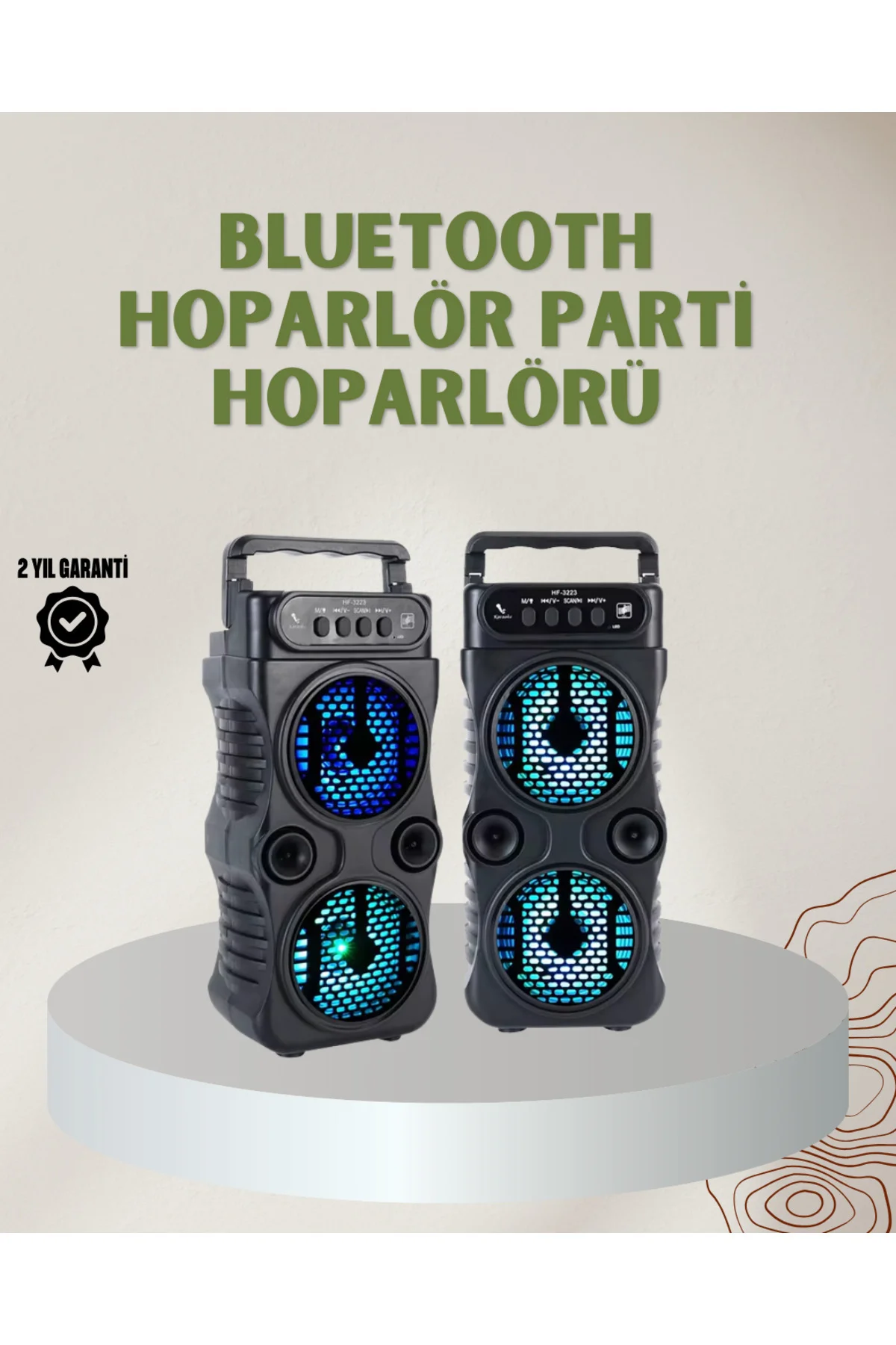 1200 mAh Şarjlı LED Işıklı Bluetooth Hoparlör – FM Radyolu, Hafıza Kart Destekli