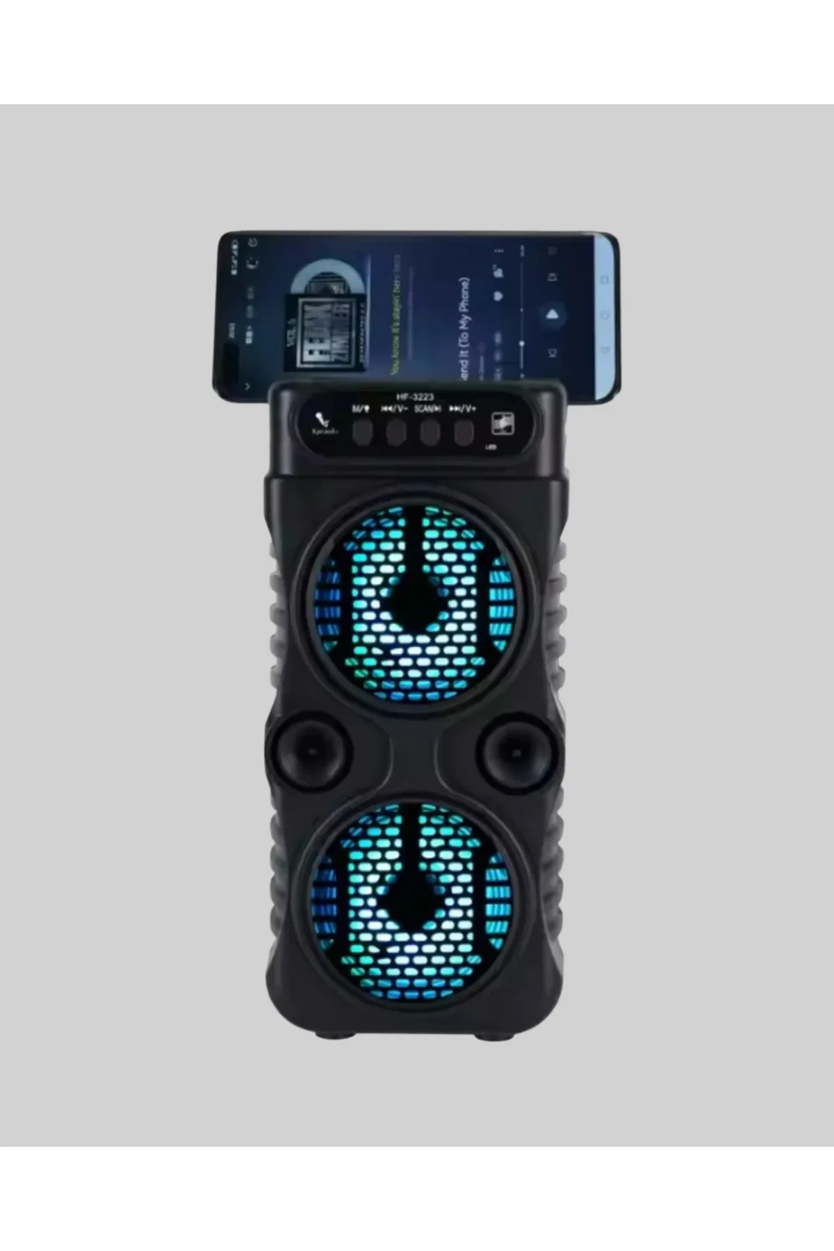 1200 mAh Şarjlı LED Işıklı Bluetooth Hoparlör – FM Radyolu, Hafıza Kart Destekli
