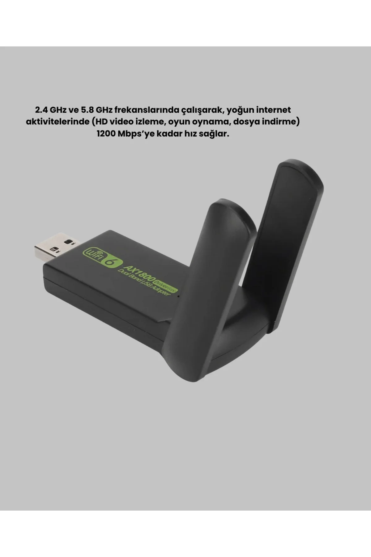 1200 Mbps Dual Band WiFi Adaptör - 5.8G & 2.4G Çift Antenli