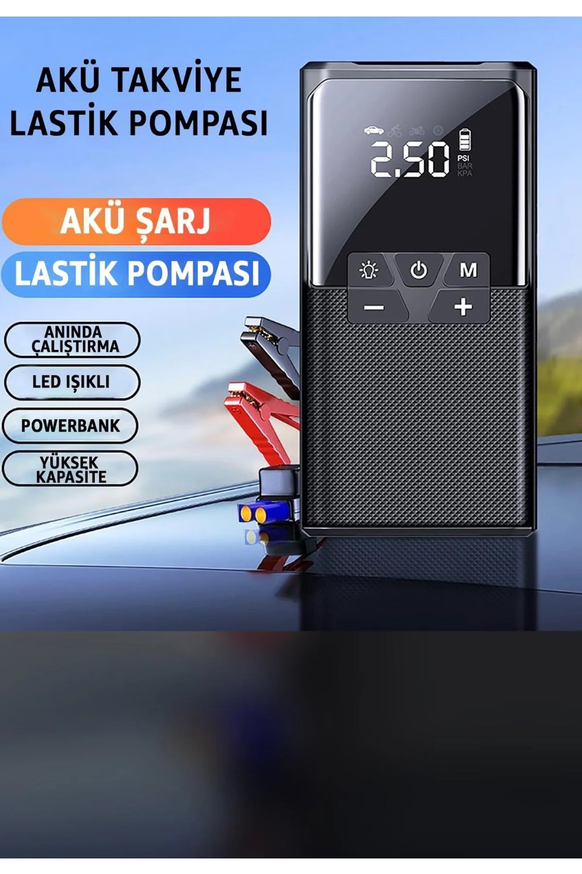 12000 Mah Akıllı Akü Takviye Ve Dijital Hava Pompası Akım Korumalı 12000 Mah Akıllı Akü Takviye Ve Dijital Hava Pompası Akım Korumalı