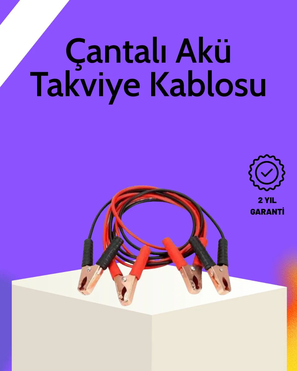 1200A İzoleli Akü Takviye Kablosu - 2m Büyük Maşalı Güvenli Başlatma